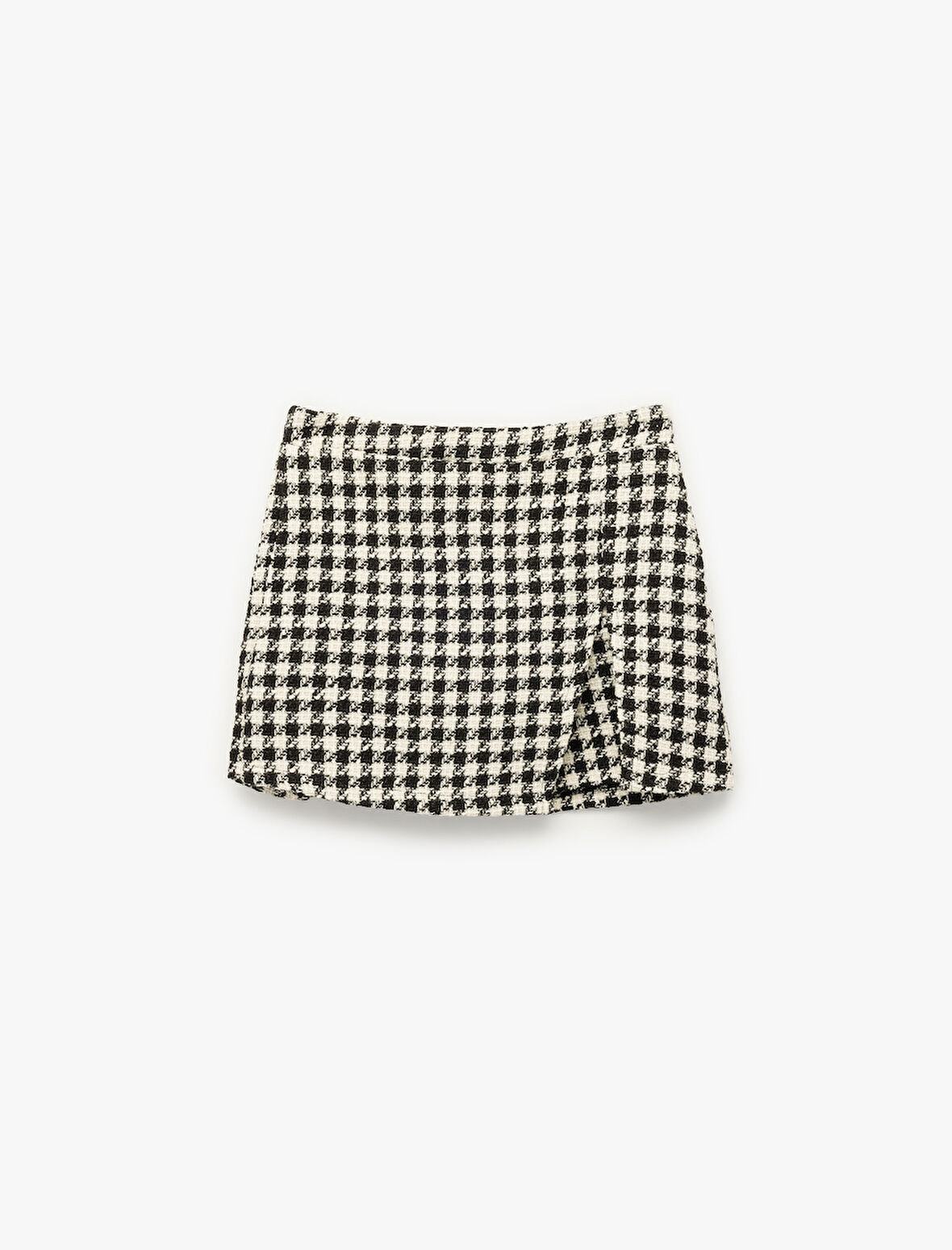 Kaz Ayağı Desenli Beli Lastikli Tüvit Şort Etek