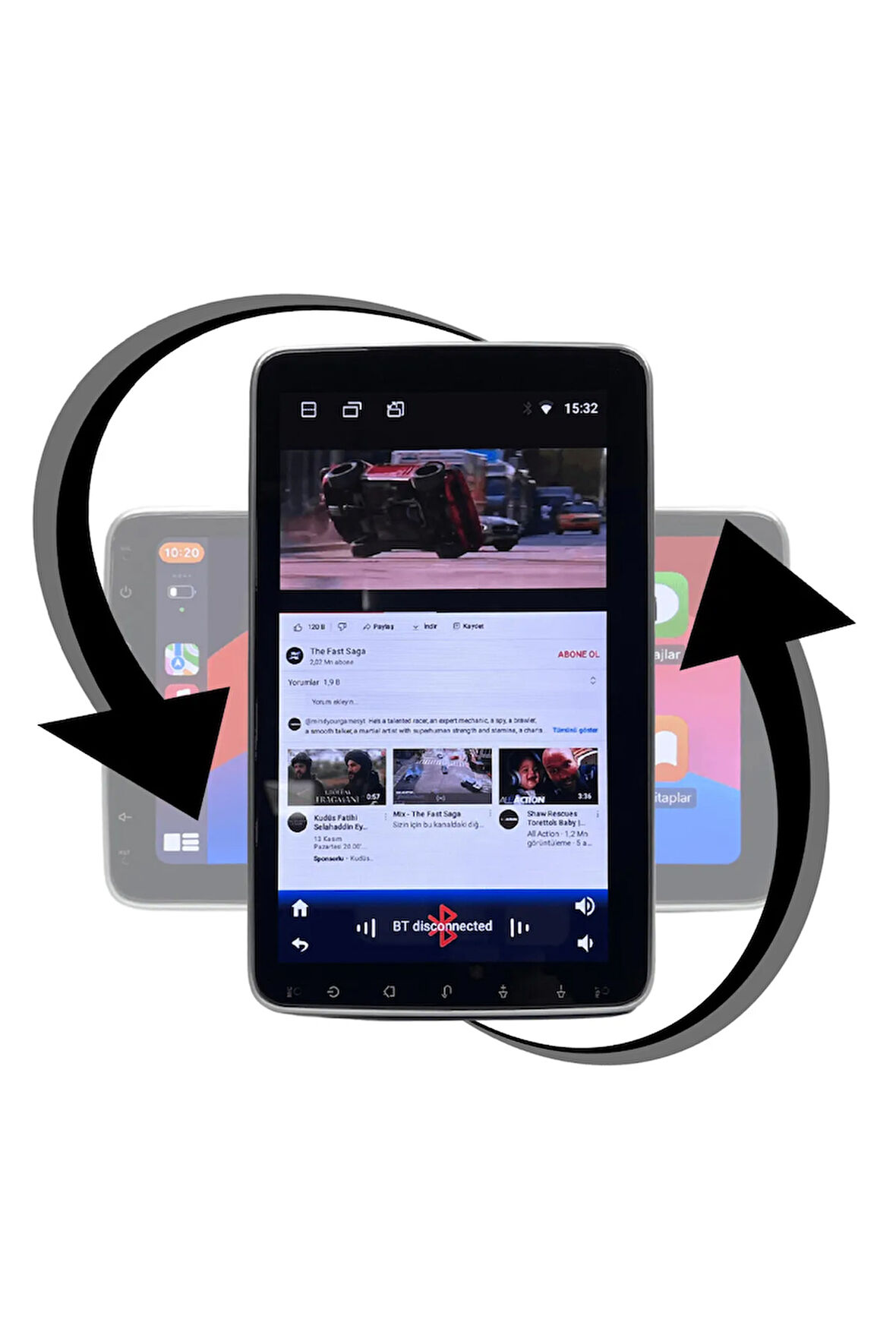Araç Multimedya Ekran - 2gb Ram - 32gb Hdd - 360 Dönen Single Din Universal Android Double Teyp