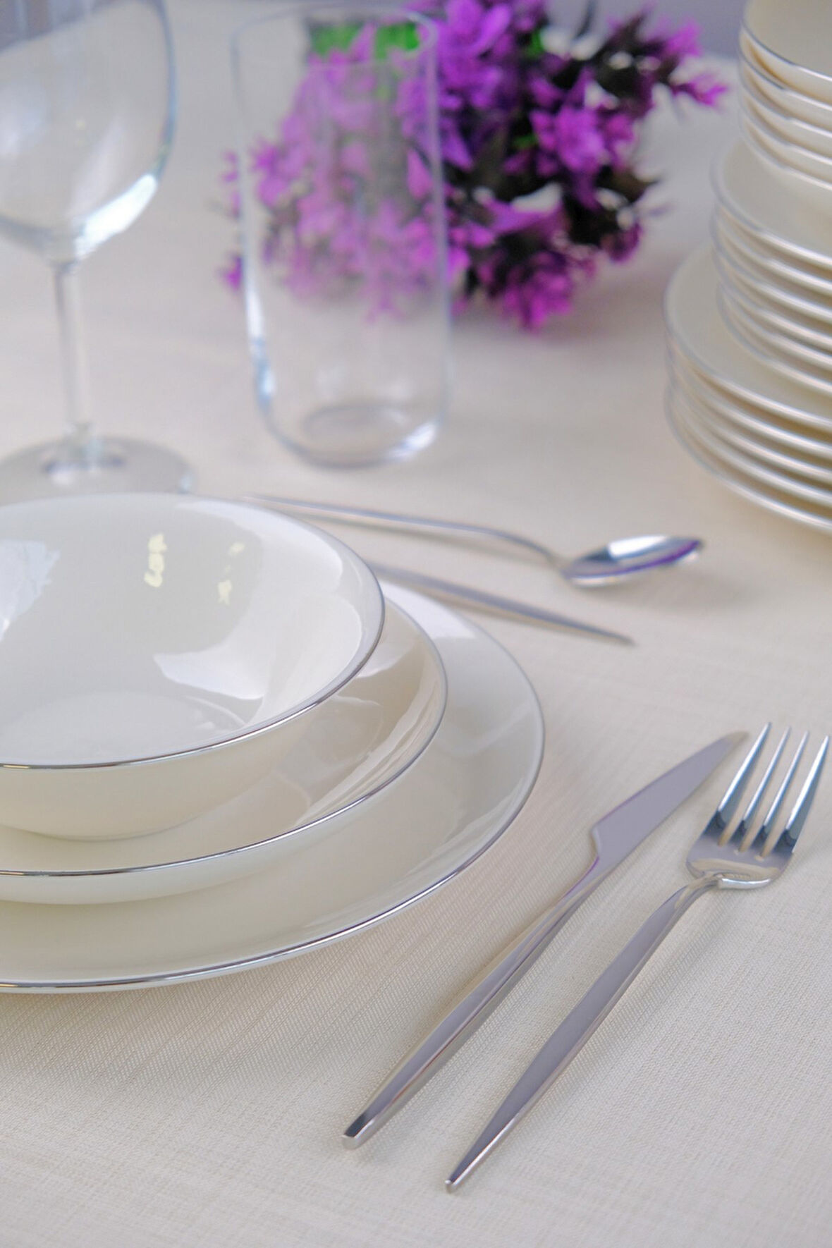 Tabak Evi Chic Platin Porselen Yemek Takımı 24 Parça 6 Kişilik