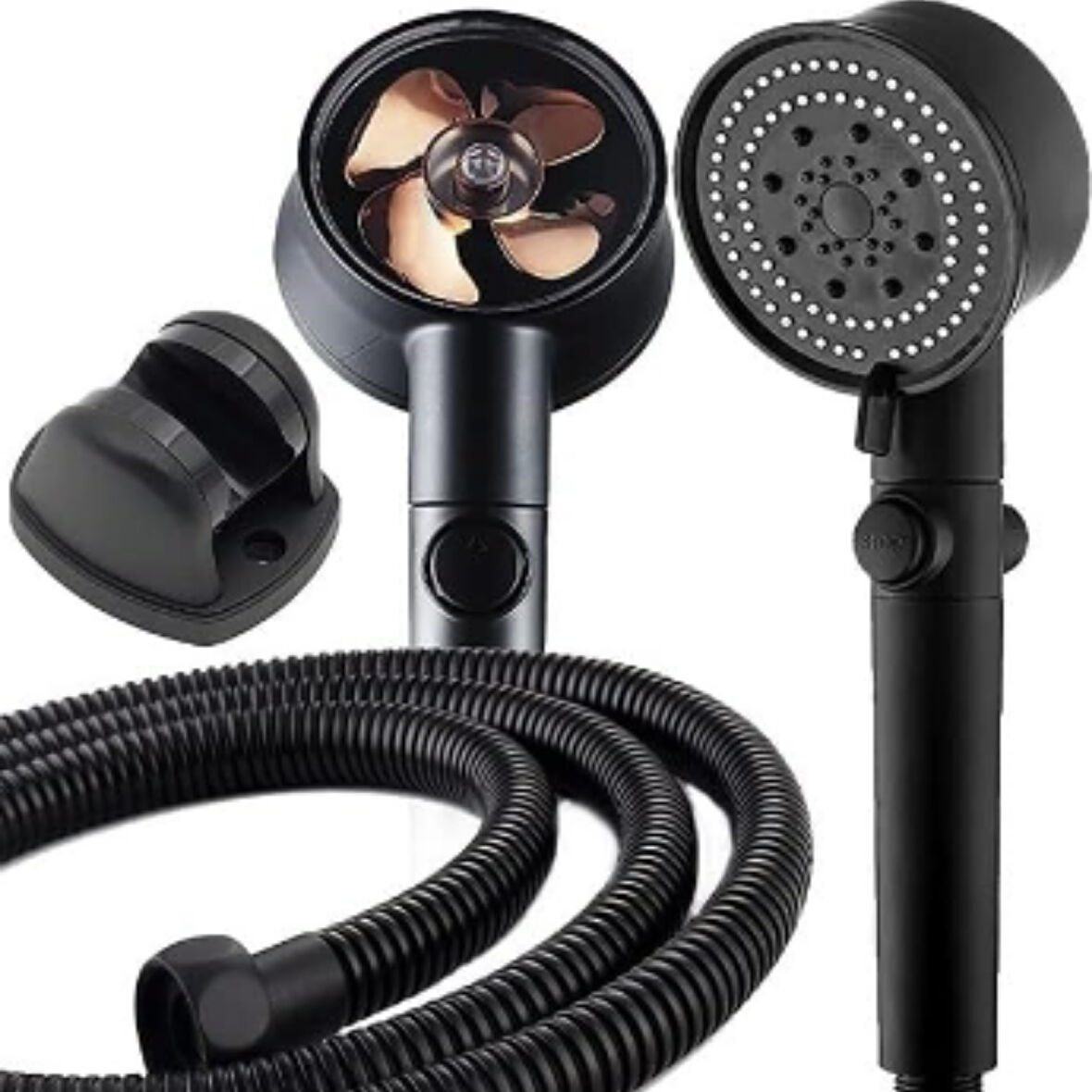 Mucit Home   Turbo Pervaneli 5 Fonksiyonlu Duş Seti - Masaj Fırçalı Duş Başlığı ve 150 cm Hortum