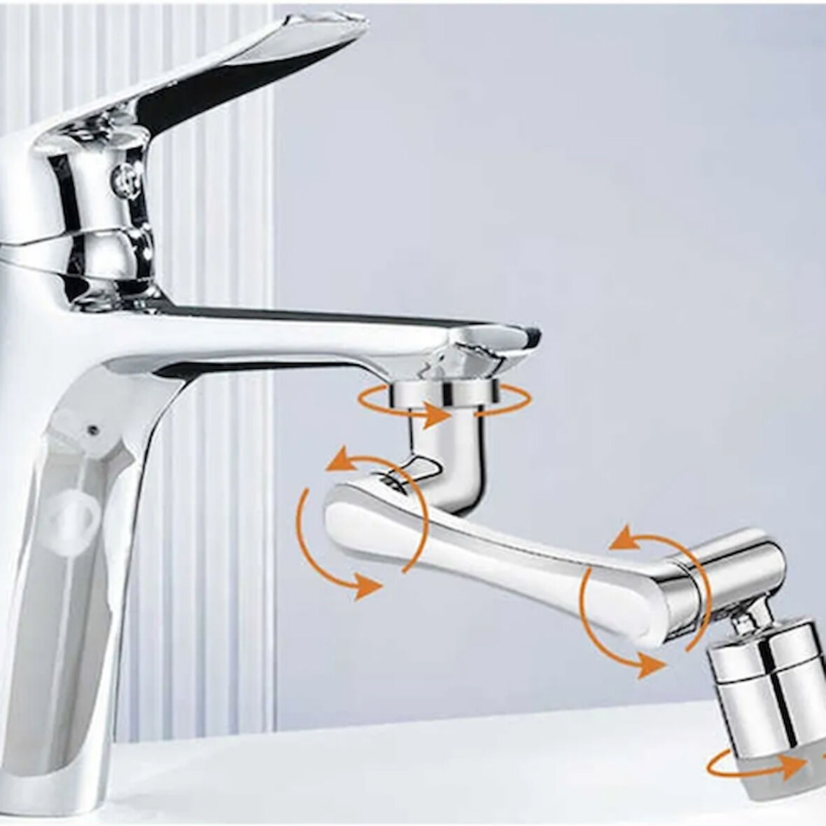 Mucit Home   Krom Tasarruflu 4 Modlu Şelale Ayarlanabilir Musluk Başlığı Eviye Batarya