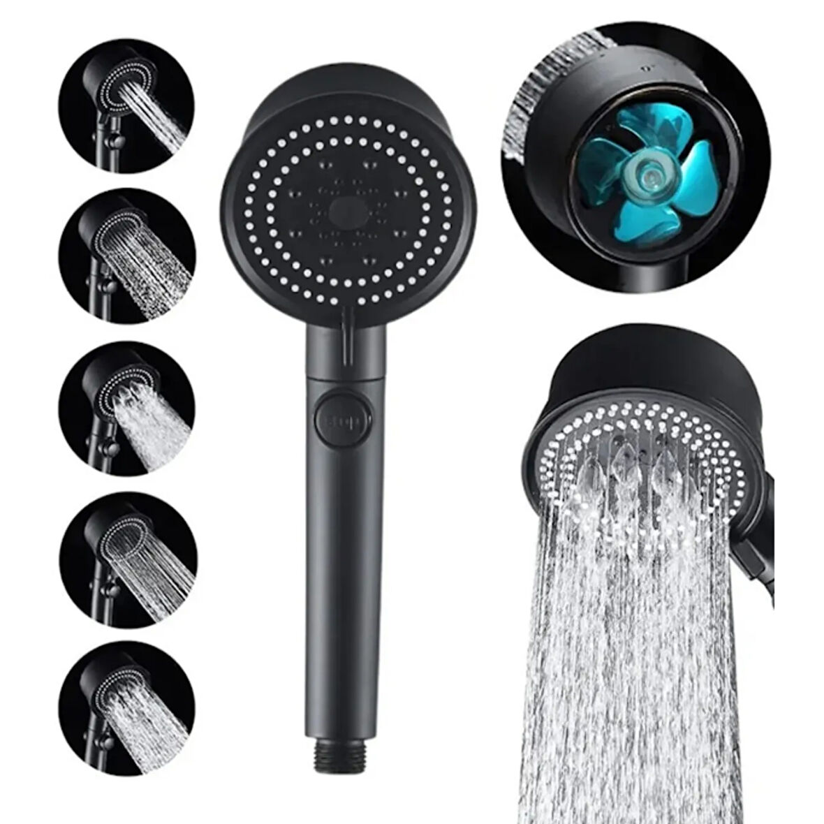 Mucit Home   Turbo Pervaneli Su Tasarruflu Basınçlı El Duşu Tazyikli Fiskiye Duş Başlık
