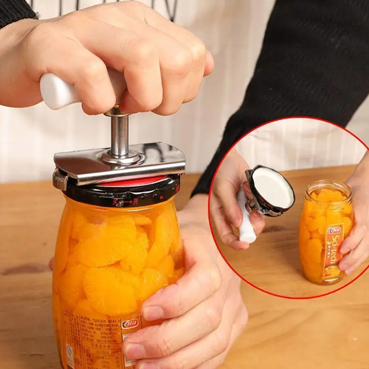 Mucit Home   Paslanmaz çelik konserve açacağı ayarlanabilir kavanoz açacağı büküm teneke kapak halkası sökücü