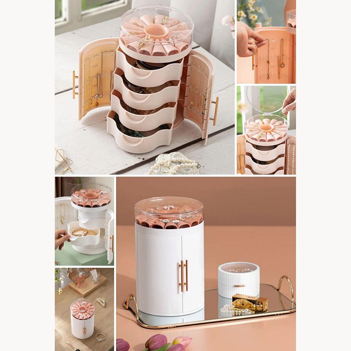 Mucit Home   Çekmeceli Kapaklı Askılı Takı Mücevherat Bijuteri Aksesuar Düzenleyici Organize