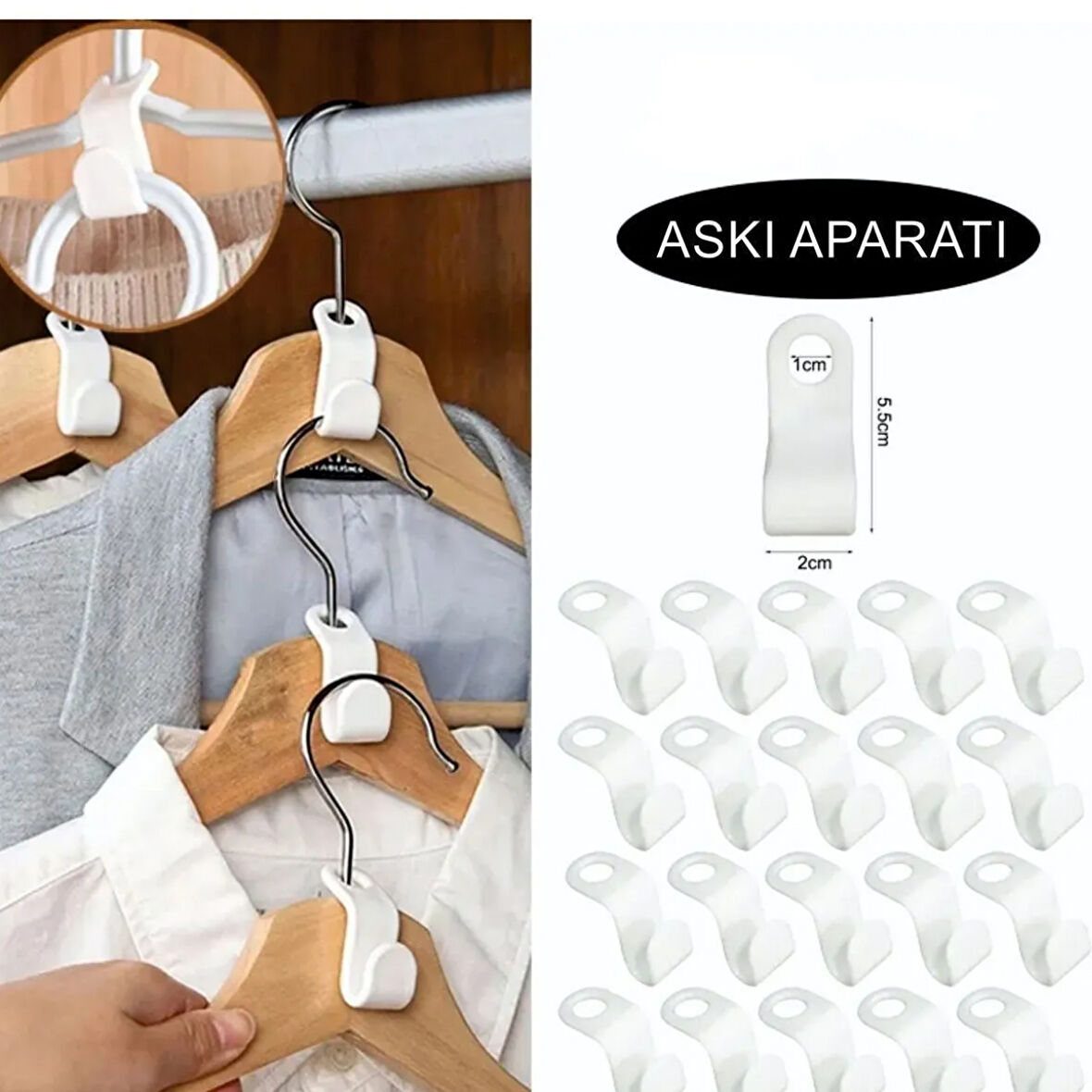 Mucit Home  20 Adet Dolap Içi Düzenleyici  Giysi Askı Kancası Askı Çoklayıcı