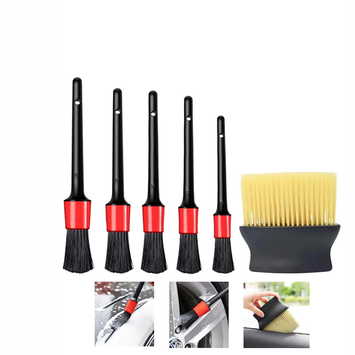 Mucit Home   Araç Oto İç Dış Konsol Torpido Detay Temizlik Fırça Seti 6 Parça