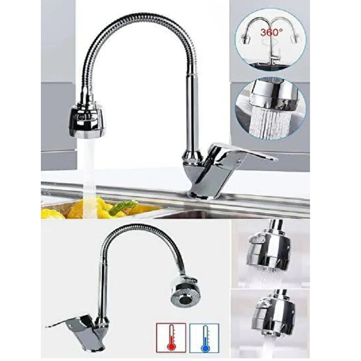 Mucit Home   2 Fonksiyonlu Oynar Borulu Mutfak Musluk Aparatı