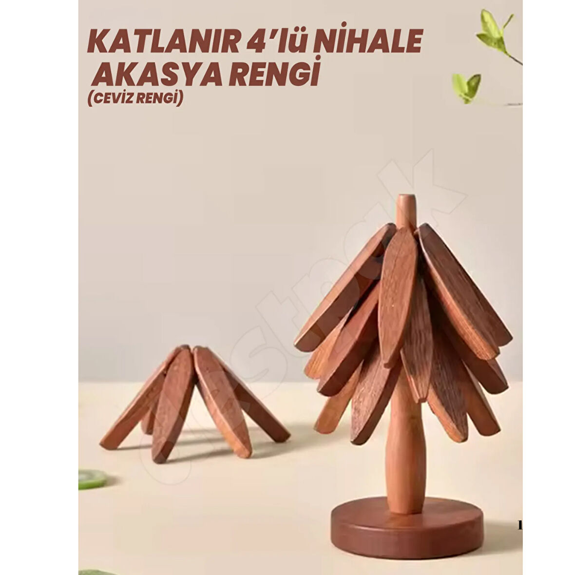 Mucit Home   Ağaç Şeklinde Bambu Nihale Pratik Katlanır  Bambu Bardak Altlığı