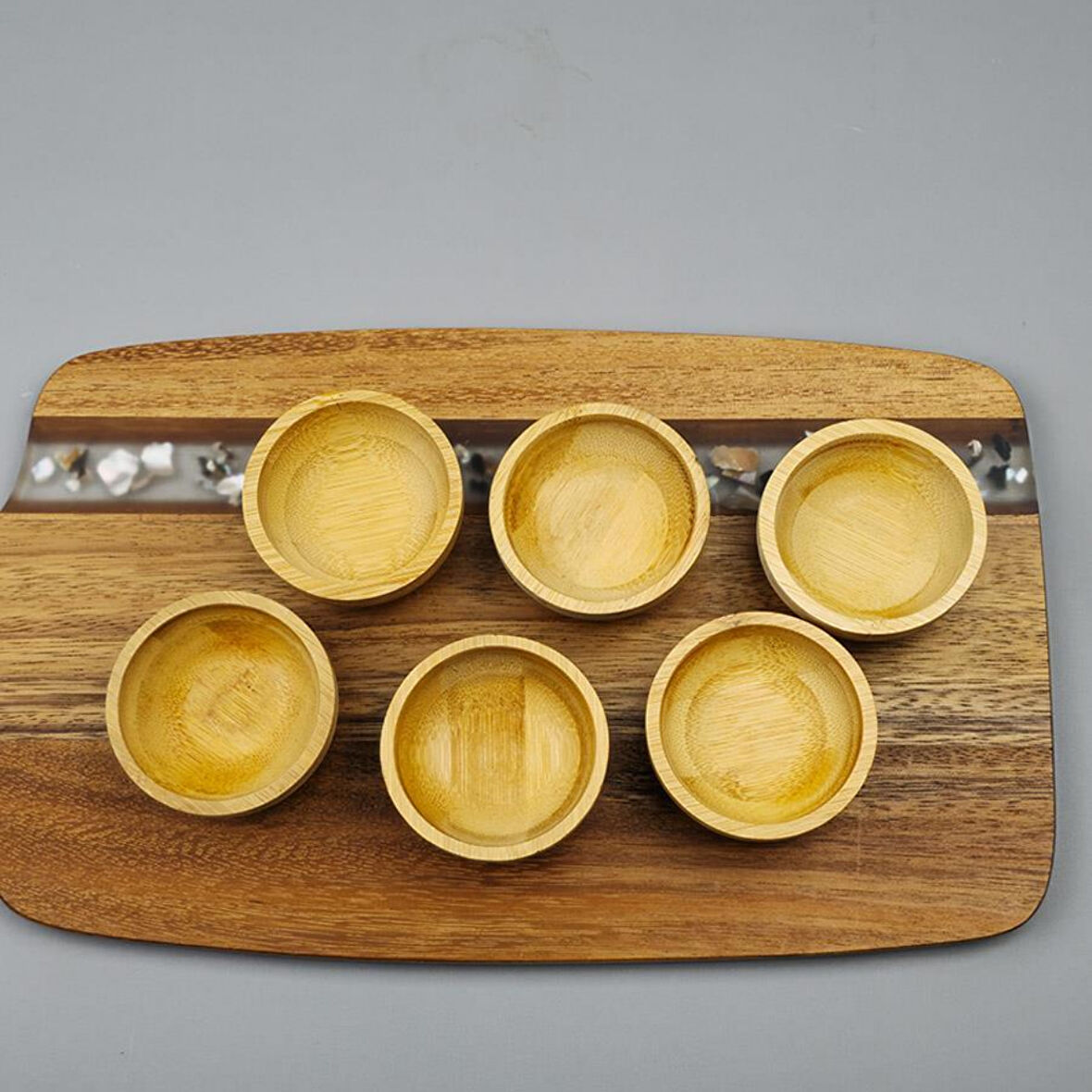 Mucit Home  Bambu 6'lı Bambu Mini Lokumluk, Çerezlik, Sosluk & Reçellik Sunum Set