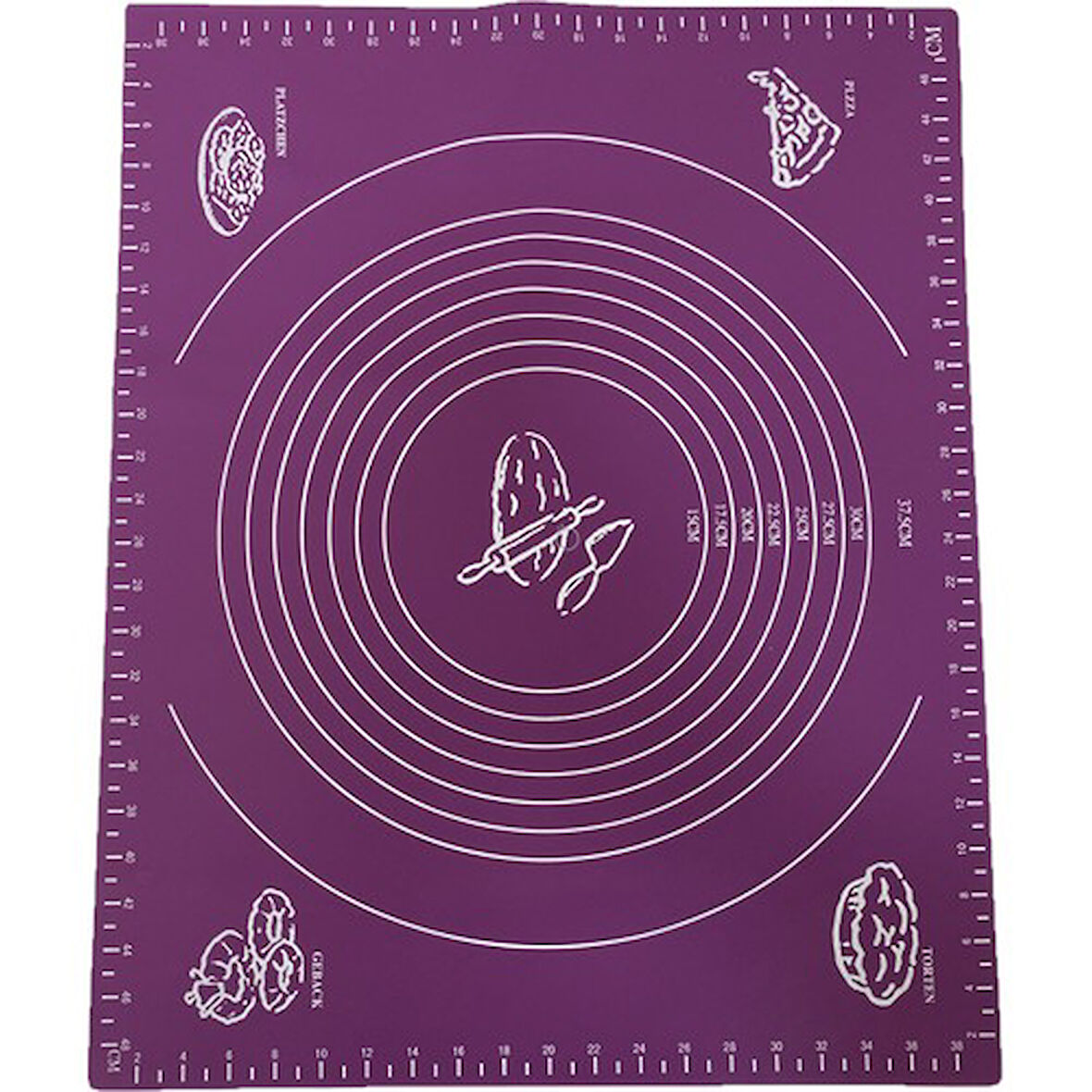 Mucit Home   Silikon Hamur Açma Matı Büyük Boy Mor Renk