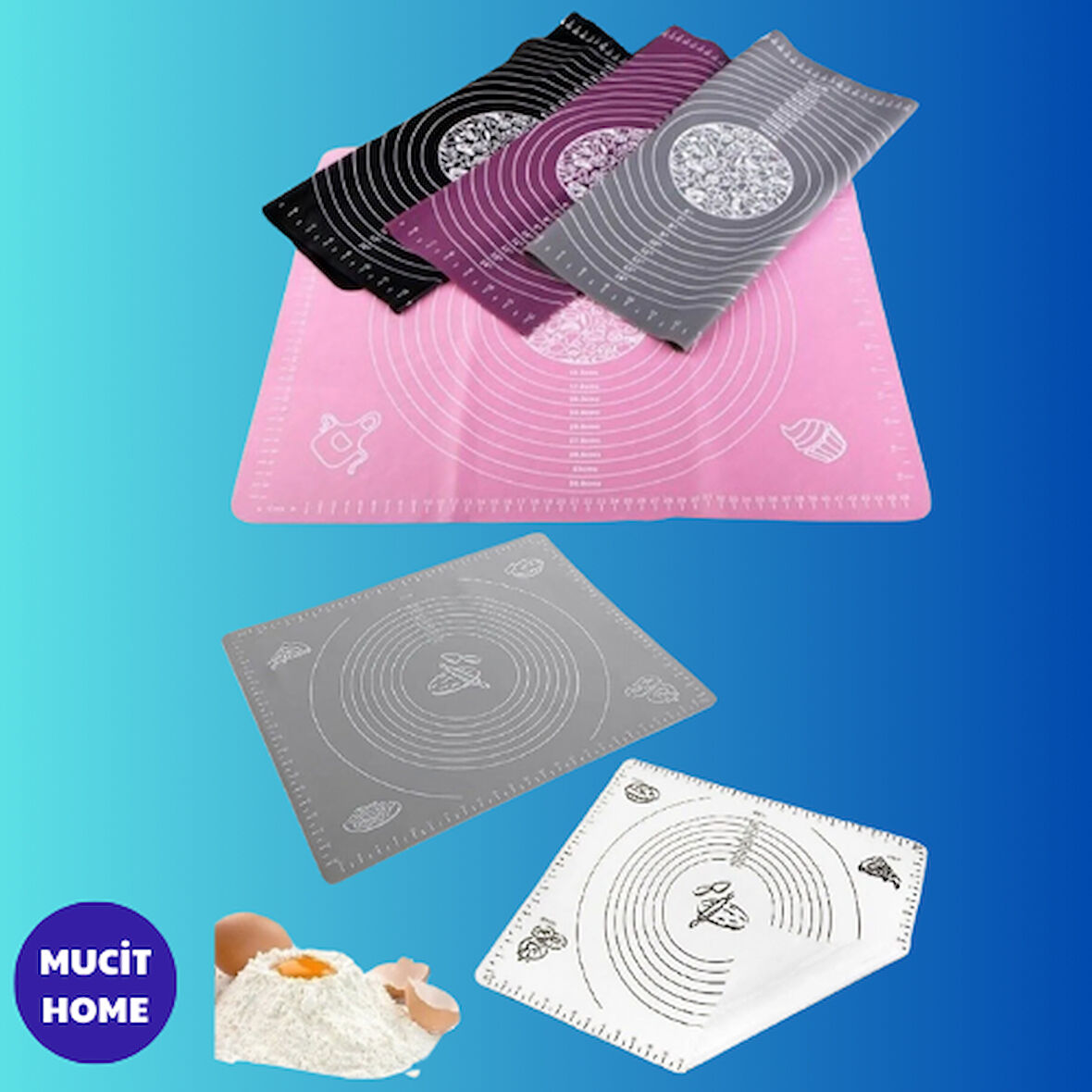 Mucit Home  Büyük Silikon Hamur Açma Matı 45x65 - Silikon Hamur Matı
