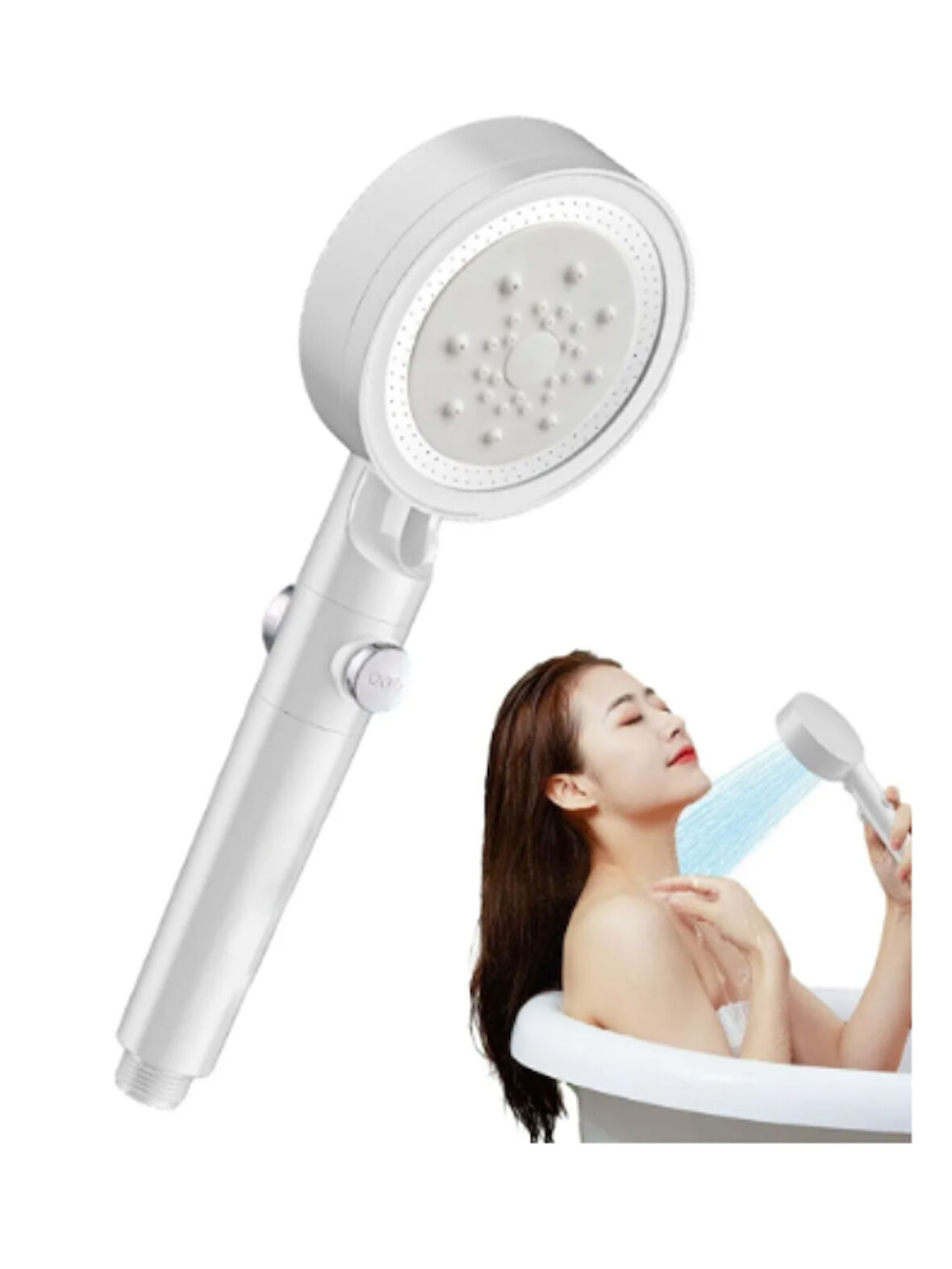 Mucit Home Beyaz Spa Modlu Filtreli Duş Başlığı 5 Fonksiyonlu Duş Fiskiyesi