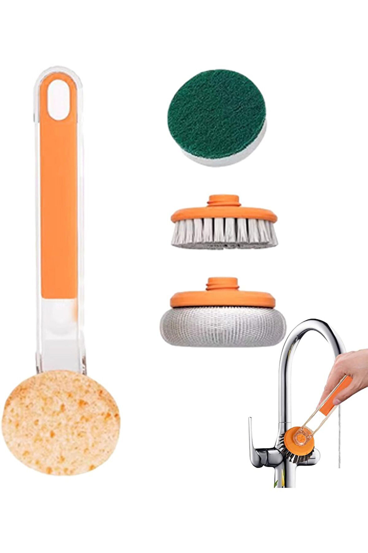 Mucit Home Mutfak Bulaşık Temizlik Seti - Bulaşık Süngeri , Tel , Fırça Ve Kazıyıcı Bir Arada