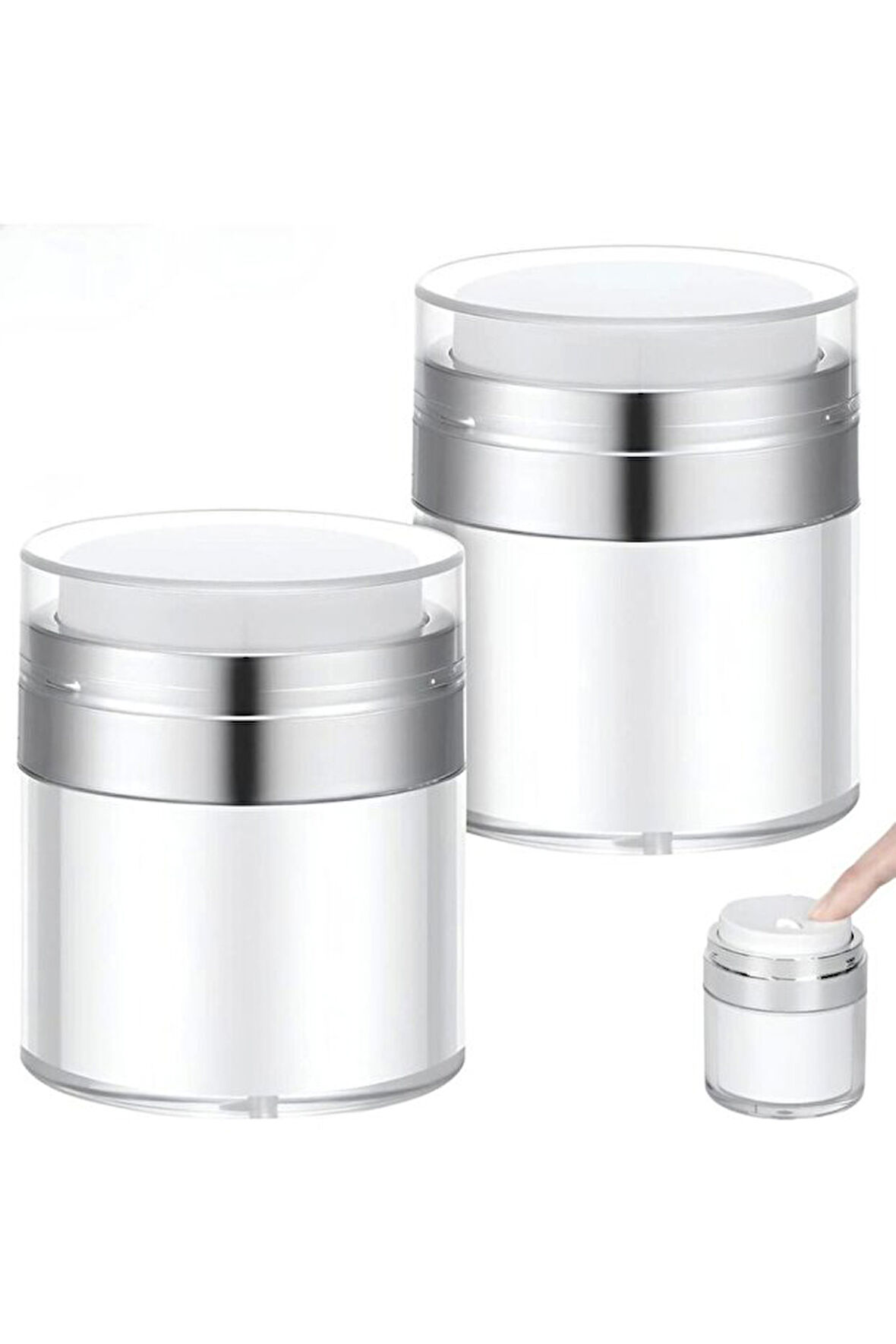 Mucit Home 2 Adet Şeffaf Krem Kutusu Doldurulabilir Pompalı Boş Krem Vücut Yağı Saklama Kutusu Cilt Bakım Seti