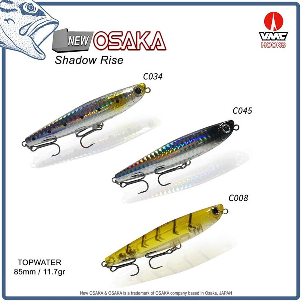 Osaka Shadow Rise Topwater 85 mm 11.7 gr Su Üstü Maket Balık C011