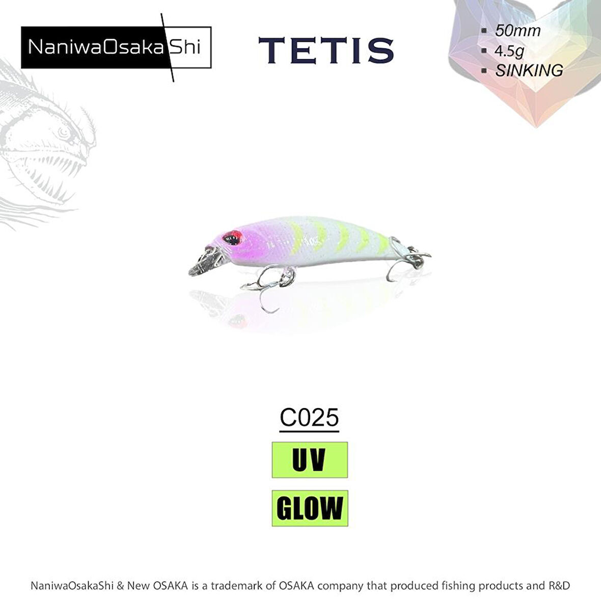 NaniwaOsakaShi Tetis 50mm 4.5gr Sinking Maket Balık C025