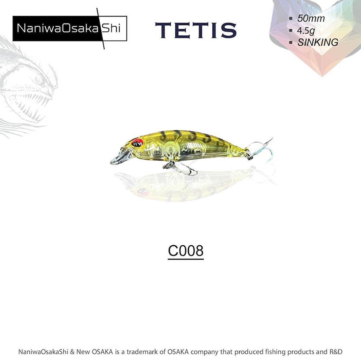 NaniwaOsakaShi Tetis 50mm 4.5gr Sinking Maket Balık C008