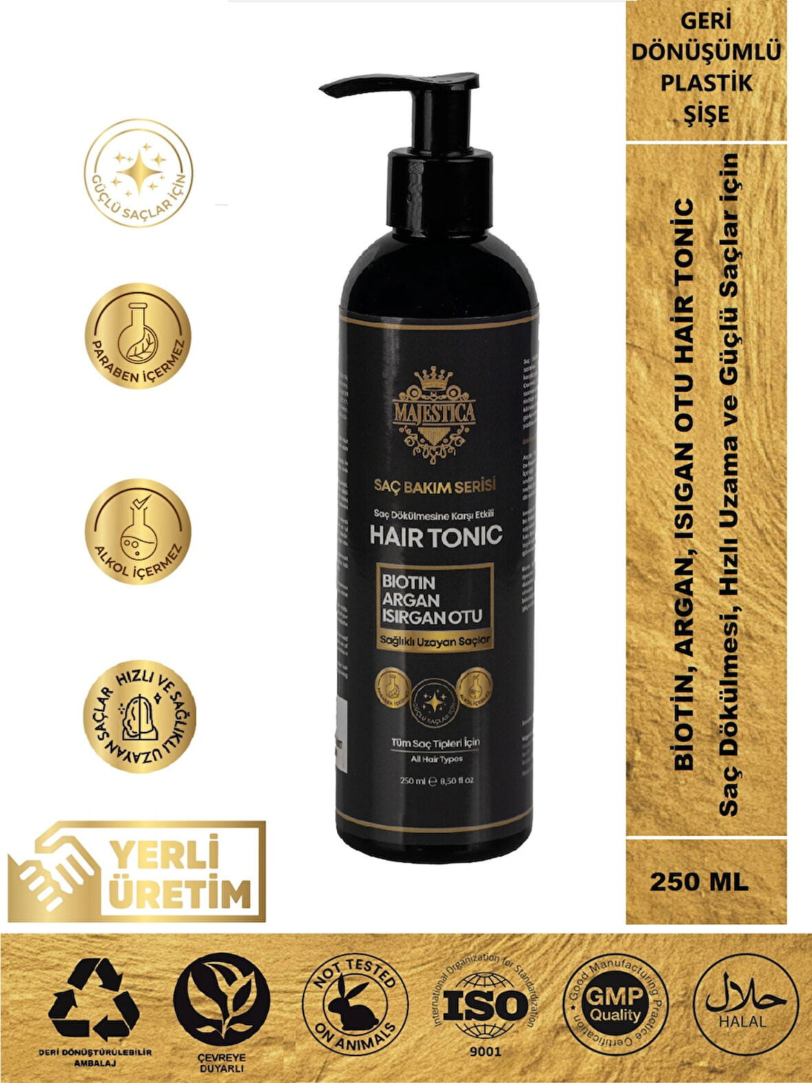 Biotin, Argan, Isırgan Otu Hair Tonic 250 ml, Güçlü ve Sağlıklı Saçlar için