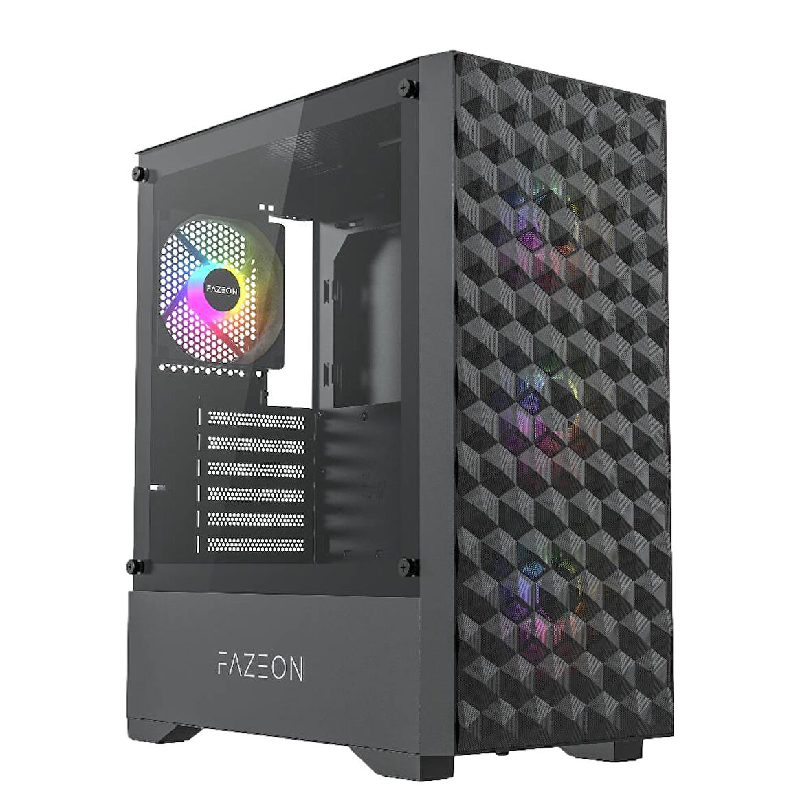 FAZEON F6 650W 80+ Bronze Tempered Glass Mesh 4x ARGB Fanlı USB 3.0 ATX Bilgisayar Kasası
