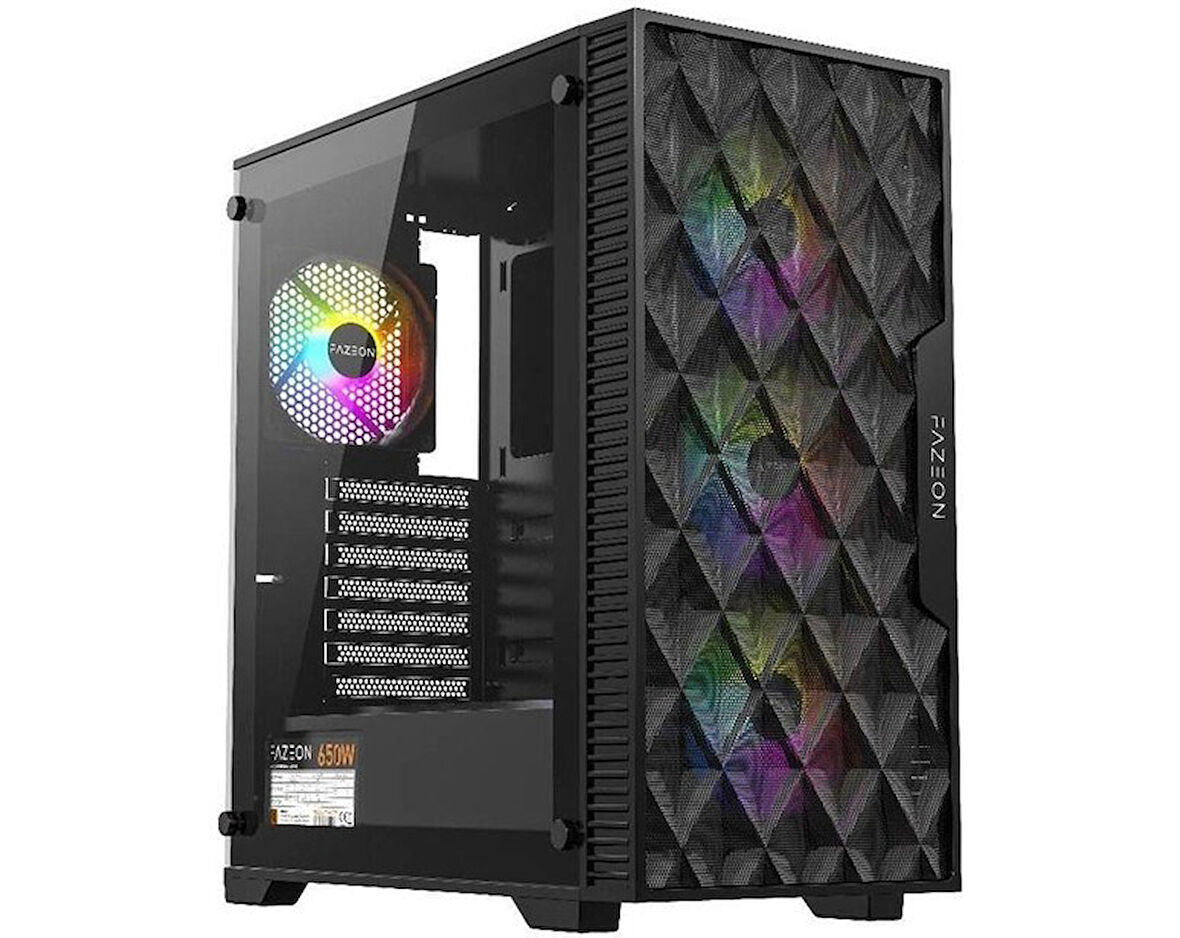 Fazeon F7 650W 80PLUS Bronze Mesh 4X120MM Argb Fanlı Atx Bilgisayar Kasası