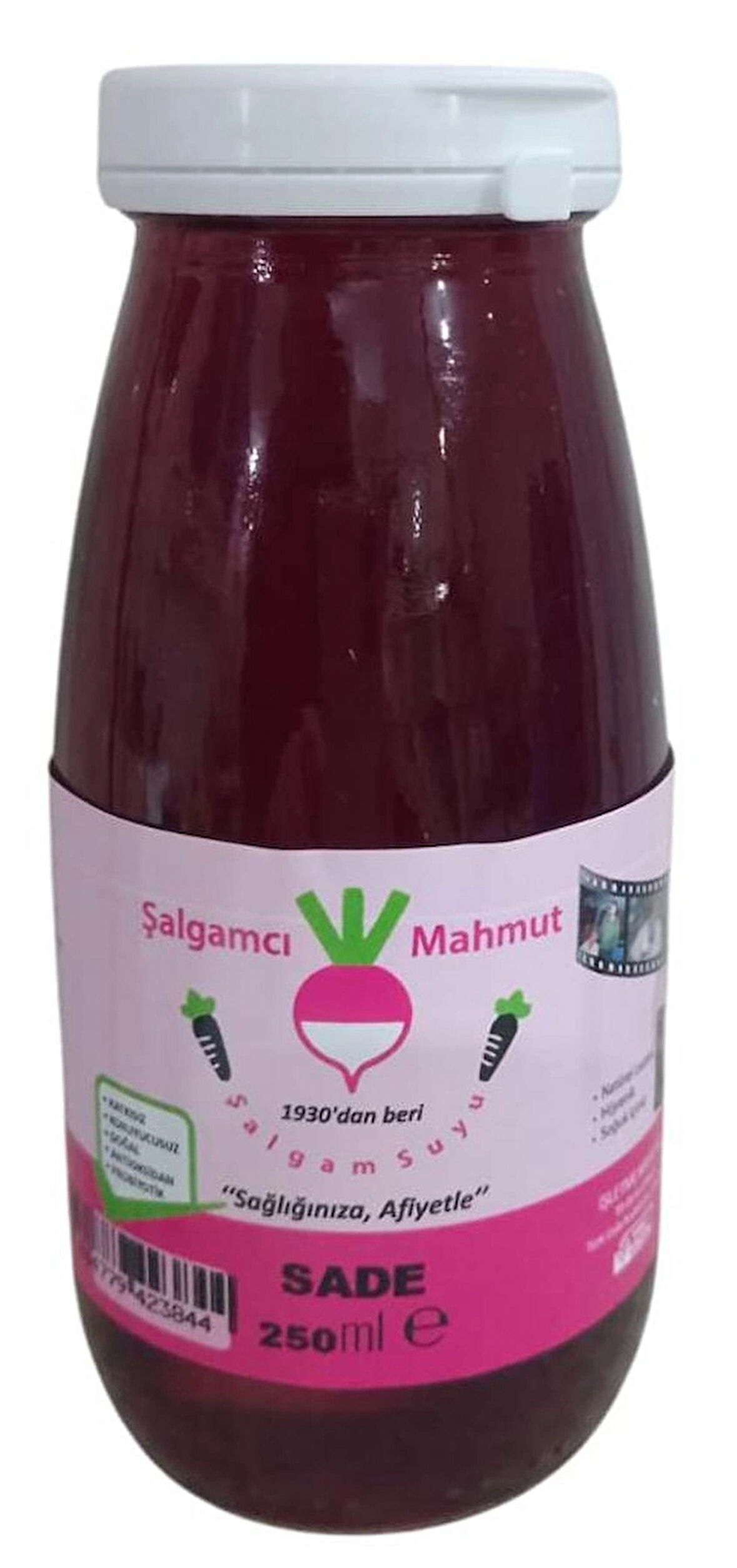 ŞALGAMCI MAHMUT - 4 adet 250 ML Cam Şişede Taneli Doğal Adana Şalgamı (Acılı/Acısız)