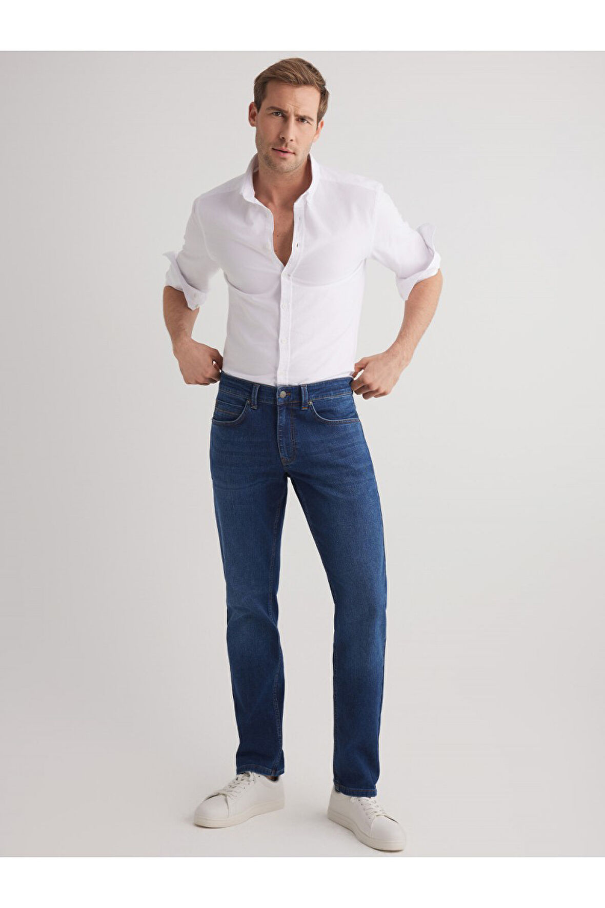 Alex 102 NORMAL BEL MAVİ TAPARED SLIM JEANS ERKEK