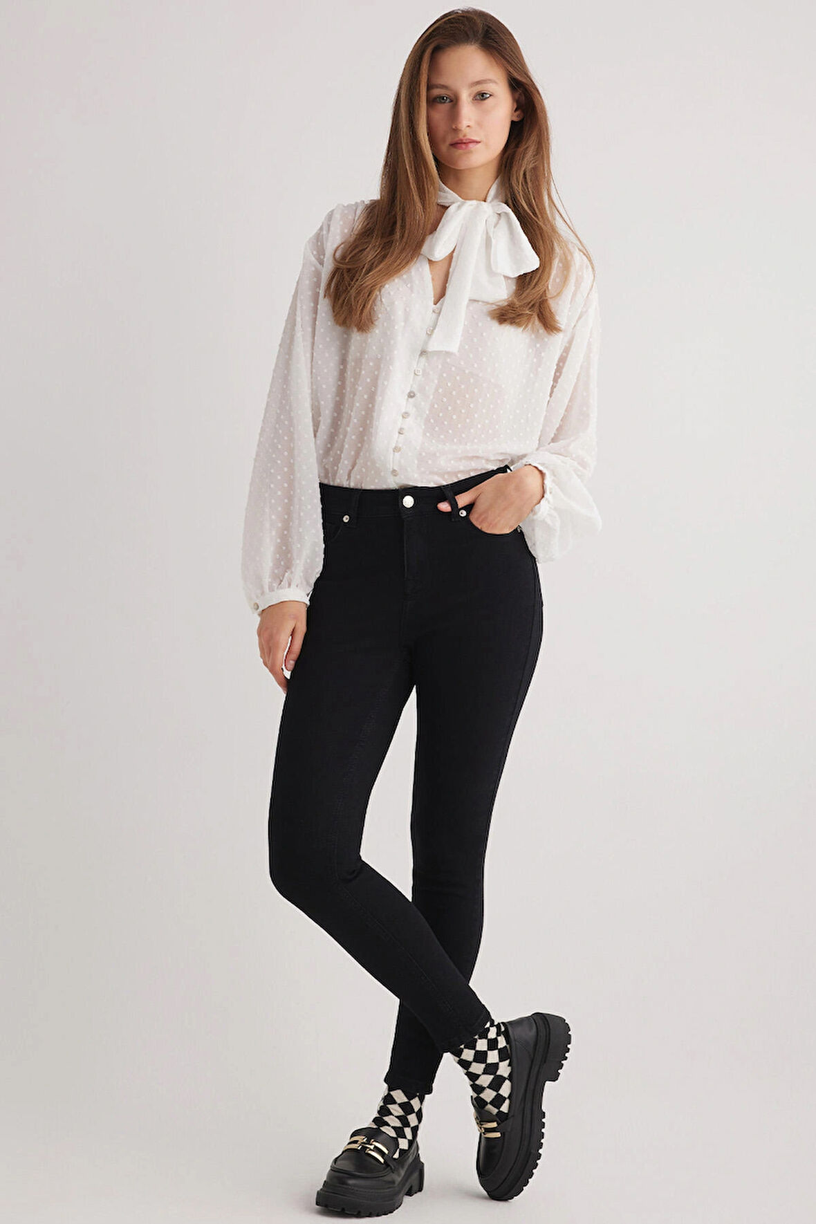 Miranda 96 NORMAL BEL SİYAH SKINNY JEANS KADIN
