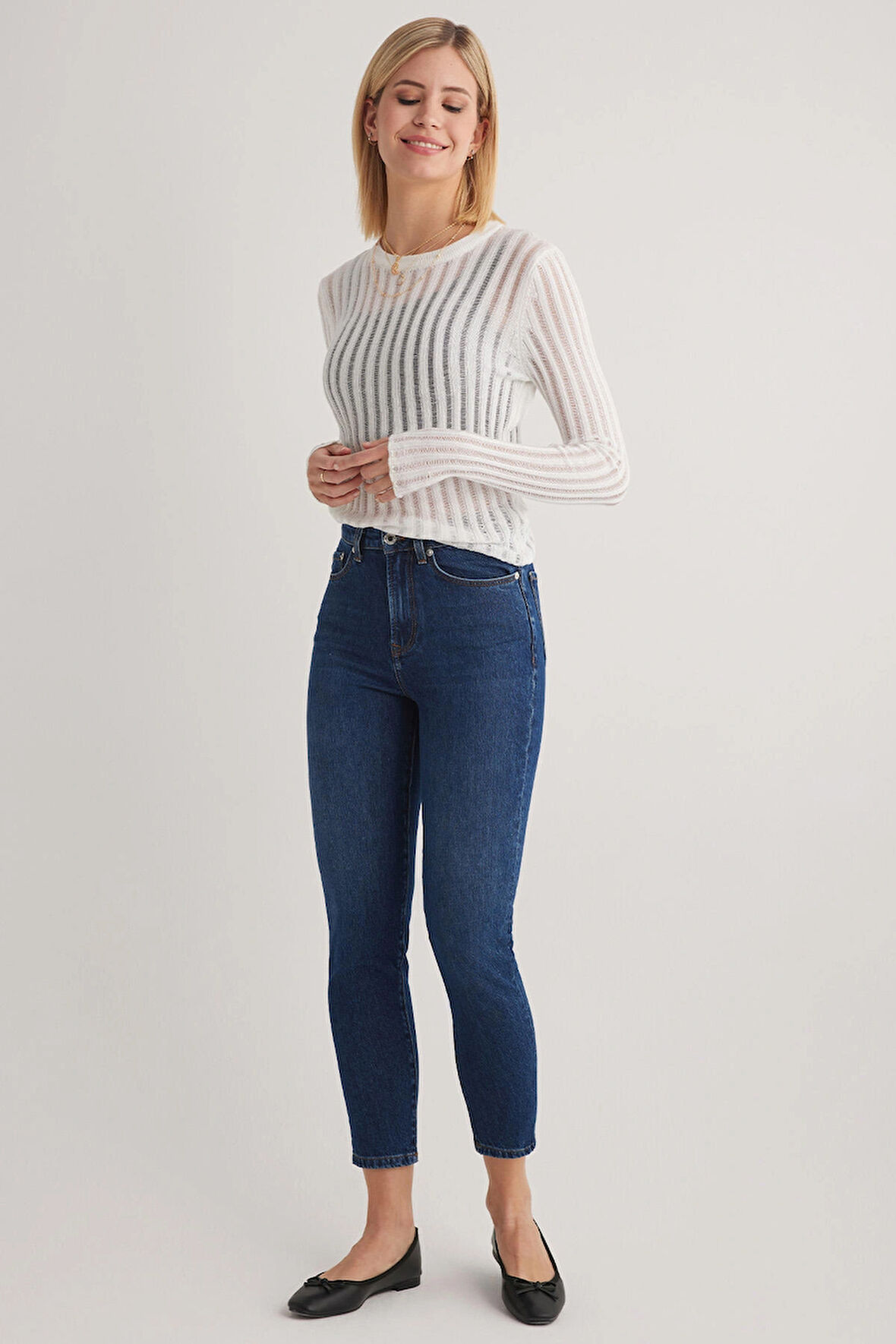 Hilde 499 YÜKSEK BEL MAVİ MOM JEANS KADIN