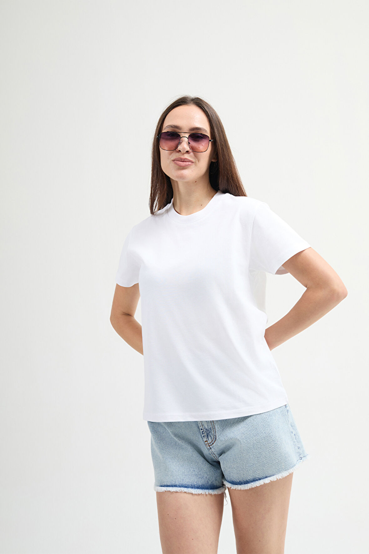 Victoria 80001 Regular Fit Beyaz Kadın Basic T-Shirt