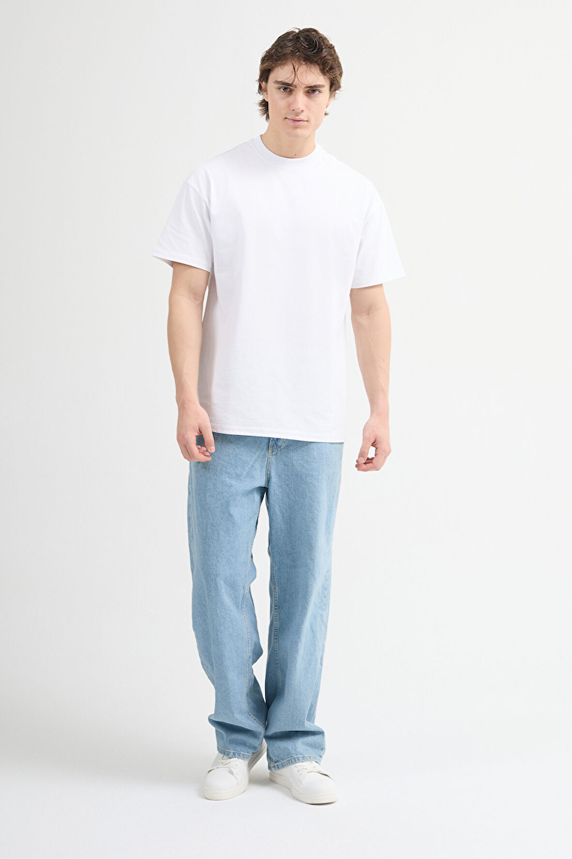 Ricardo 84002 Oversize Beyaz Erkek Basic T-Shirt