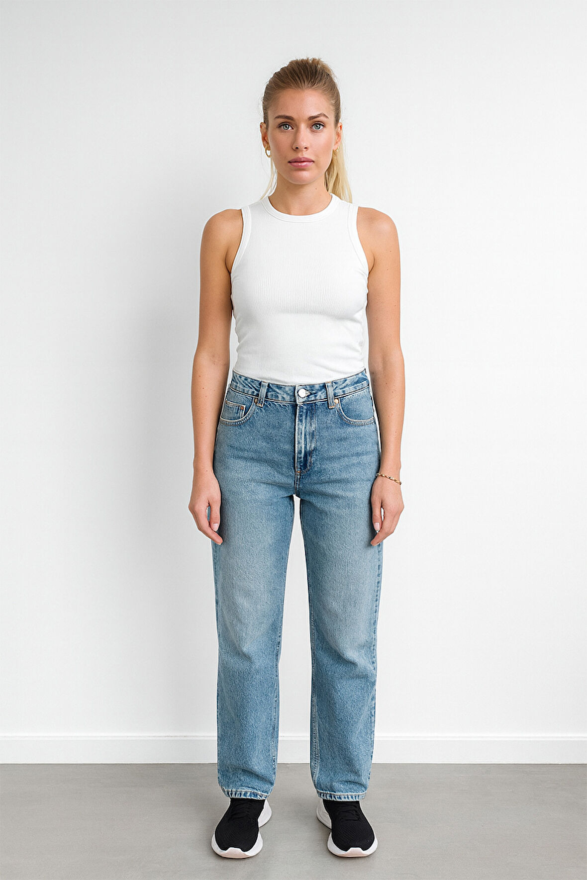 Lopez 1003 Normal Bel Açık Mavi Comfort Straight Jeans Kadın