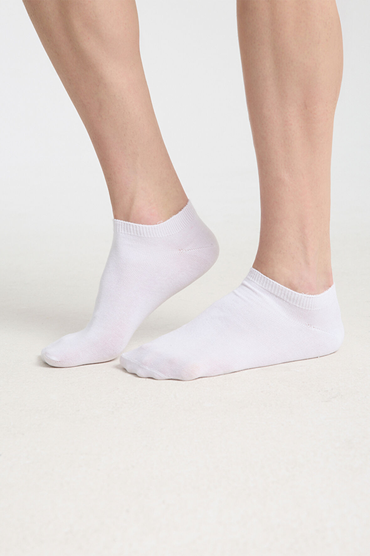 Likralı Pamuklu 7'li Penye Erkek Beyaz Patik Çorap