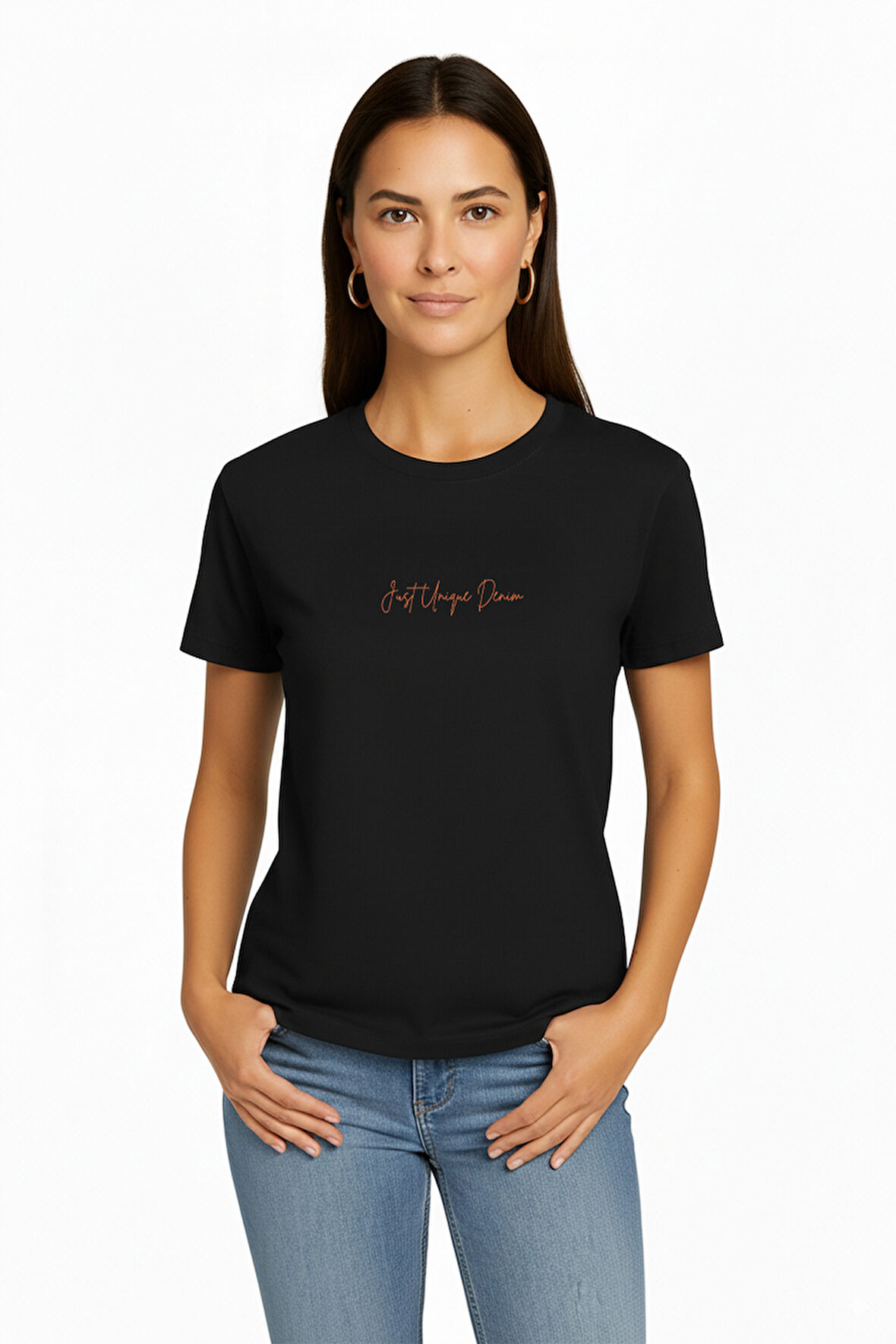 Bianca 80004 Regular Fit Baskılı Siyah Kadın Basic T-Shirt