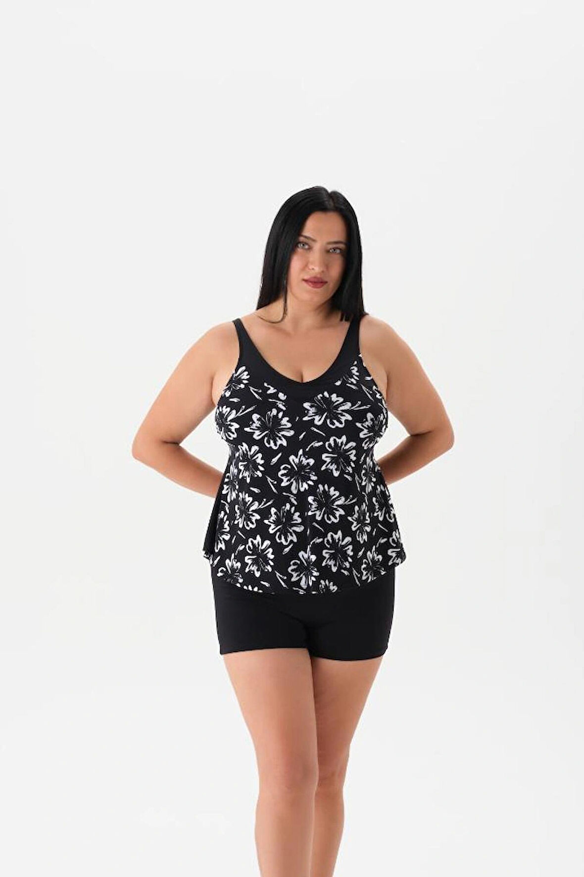 Kadın Şortlu Tankini Takımı 4109MY SYH Siyah