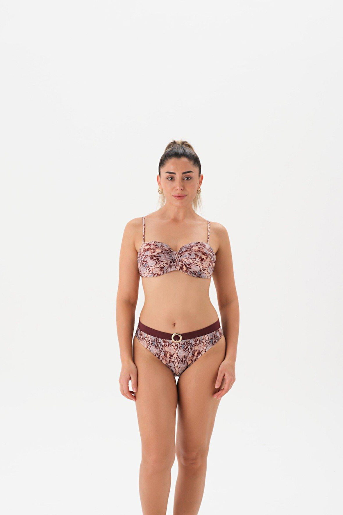 4216BK KAPLI STRAPLEZ BİKİNİ TK. Kahverengi