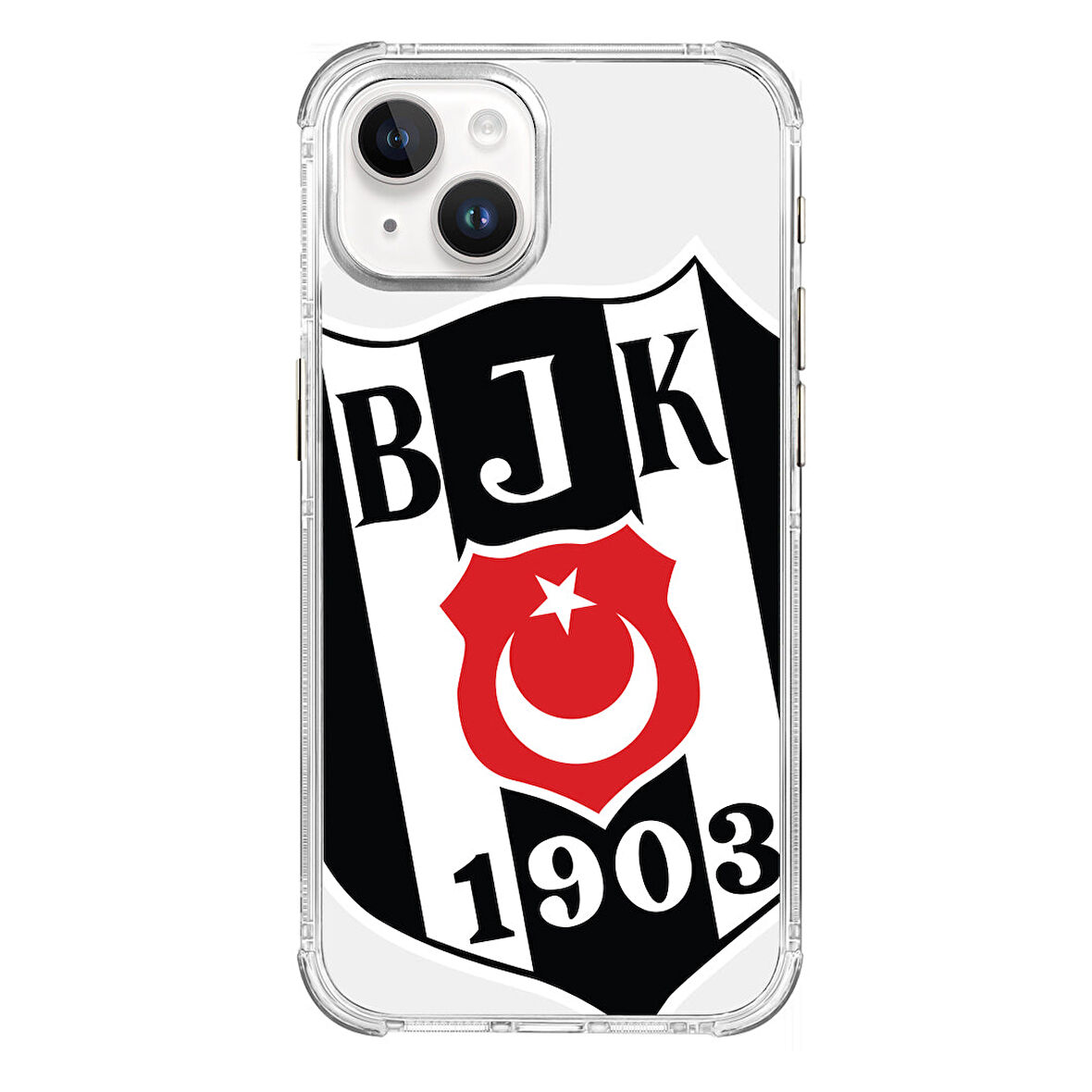 iPhone 15 Beşiktaş Büyük Logo Şeffaf Telefon Kılıfı