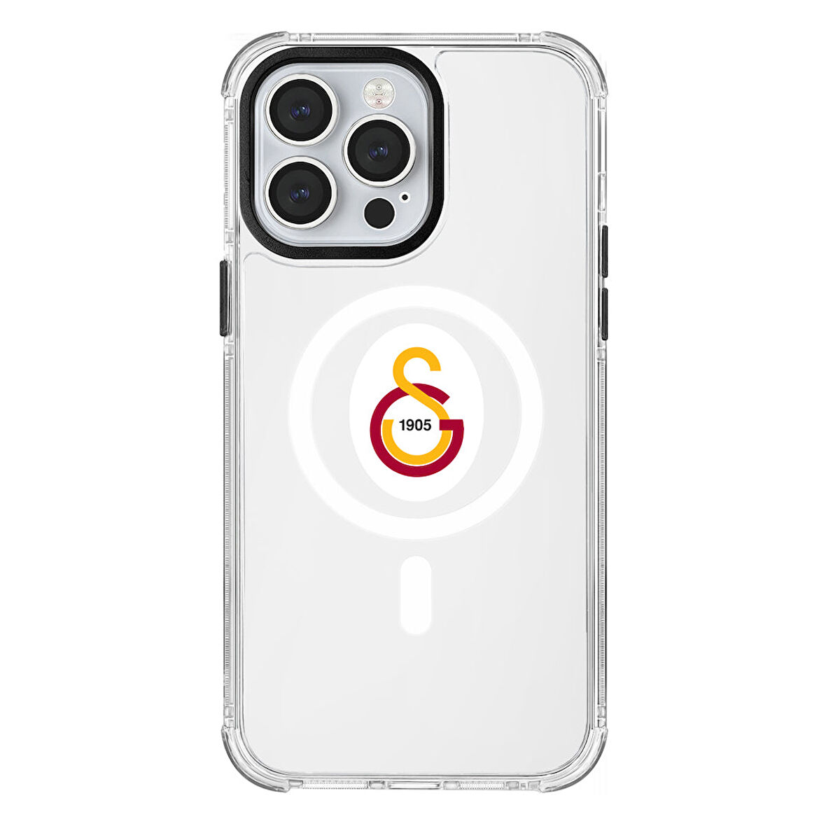 iPhone 14 Pro Max Galatasaray Magsafe Parçalı Logo Şeffaf Telefon Kılıfı