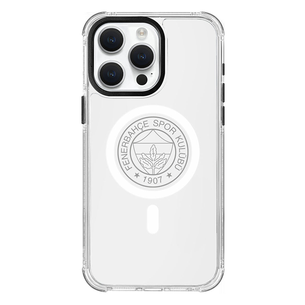 iPhone 15 Pro Max Fenerbahçe Magsafe Monochrome Logo Şeffaf Telefon Kılıfı