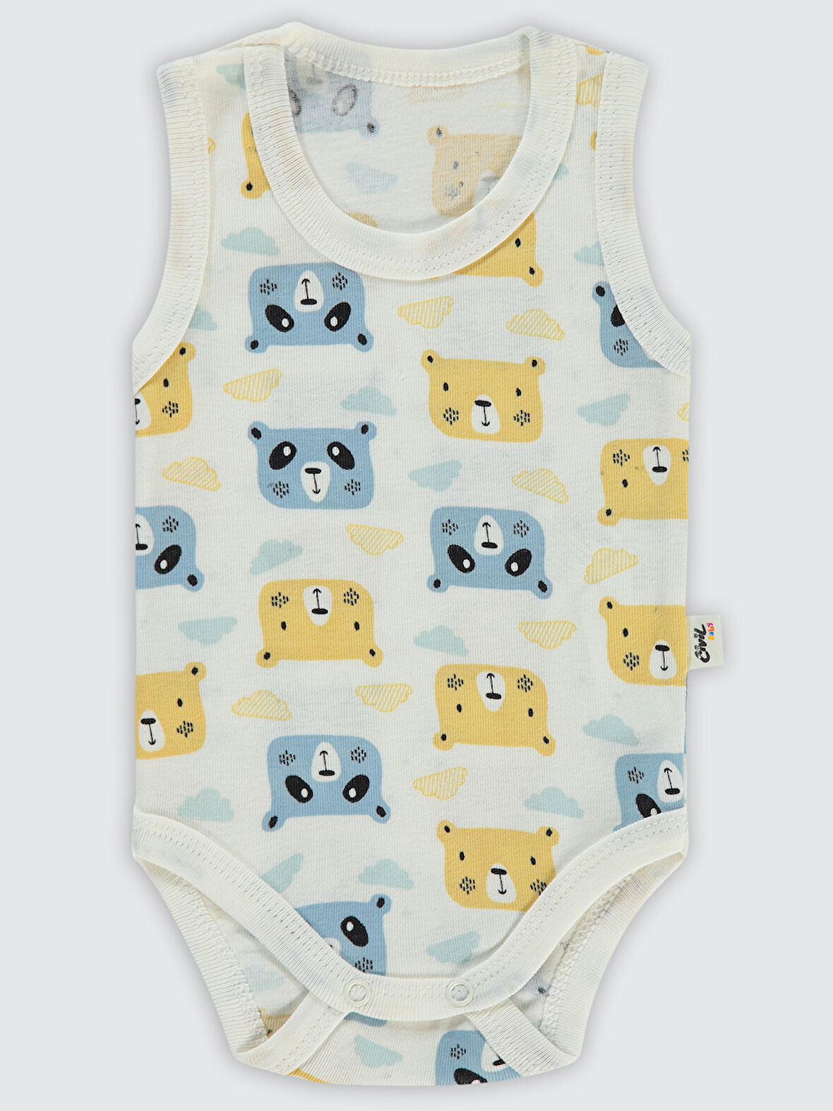 Civil Baby Erkek Bebek Çıtçıtlı Badi 1-36 Ay Ekru
