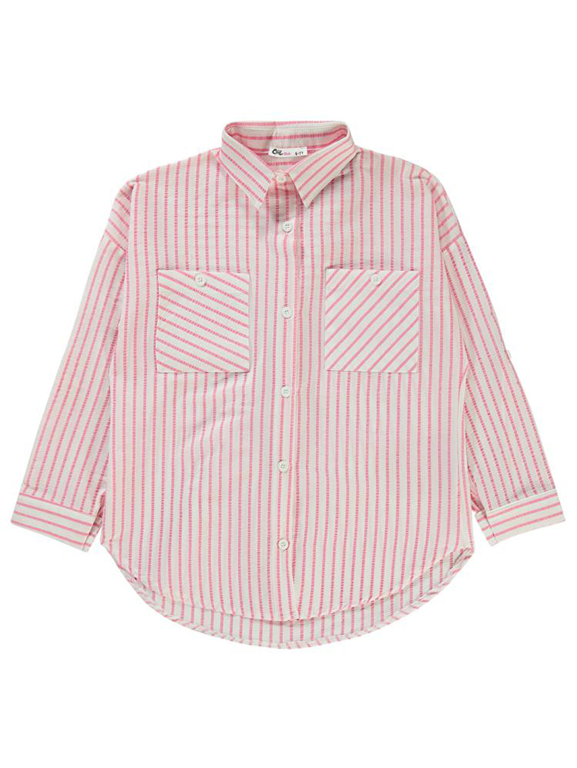 Civil Girls Çizgili 6-9 Yaş Gömlek - Pembe 8-9 Yaş