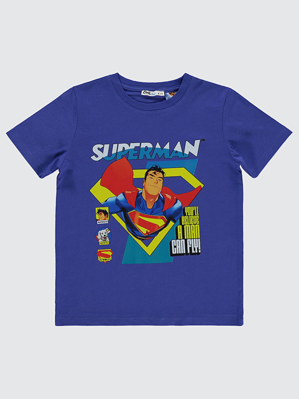 Süperman Erkek Çocuk Tişört 6-9 Yaş Saks