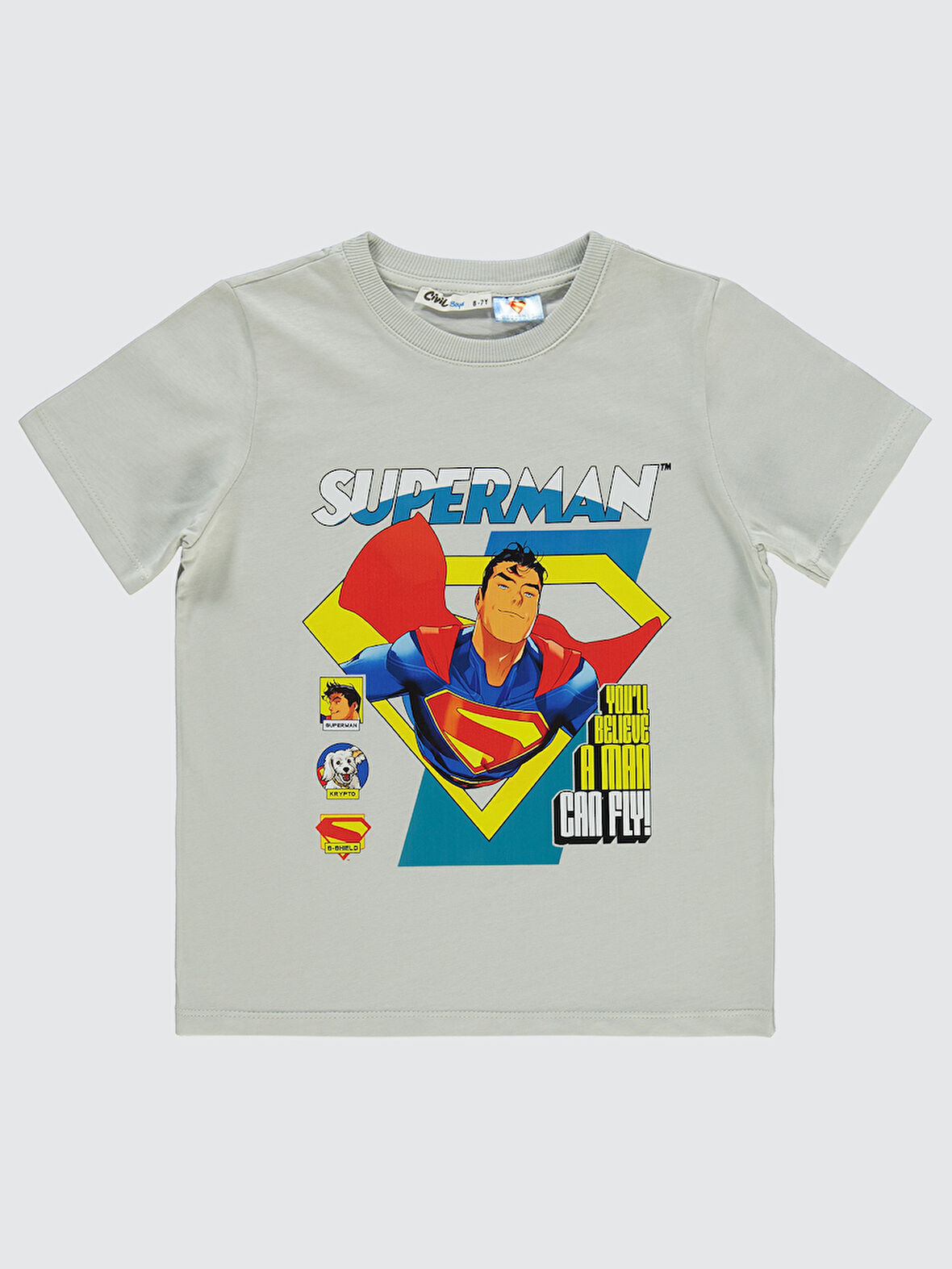 Superman Erkek Çocuk Tişört 6-9 Yaş Saks