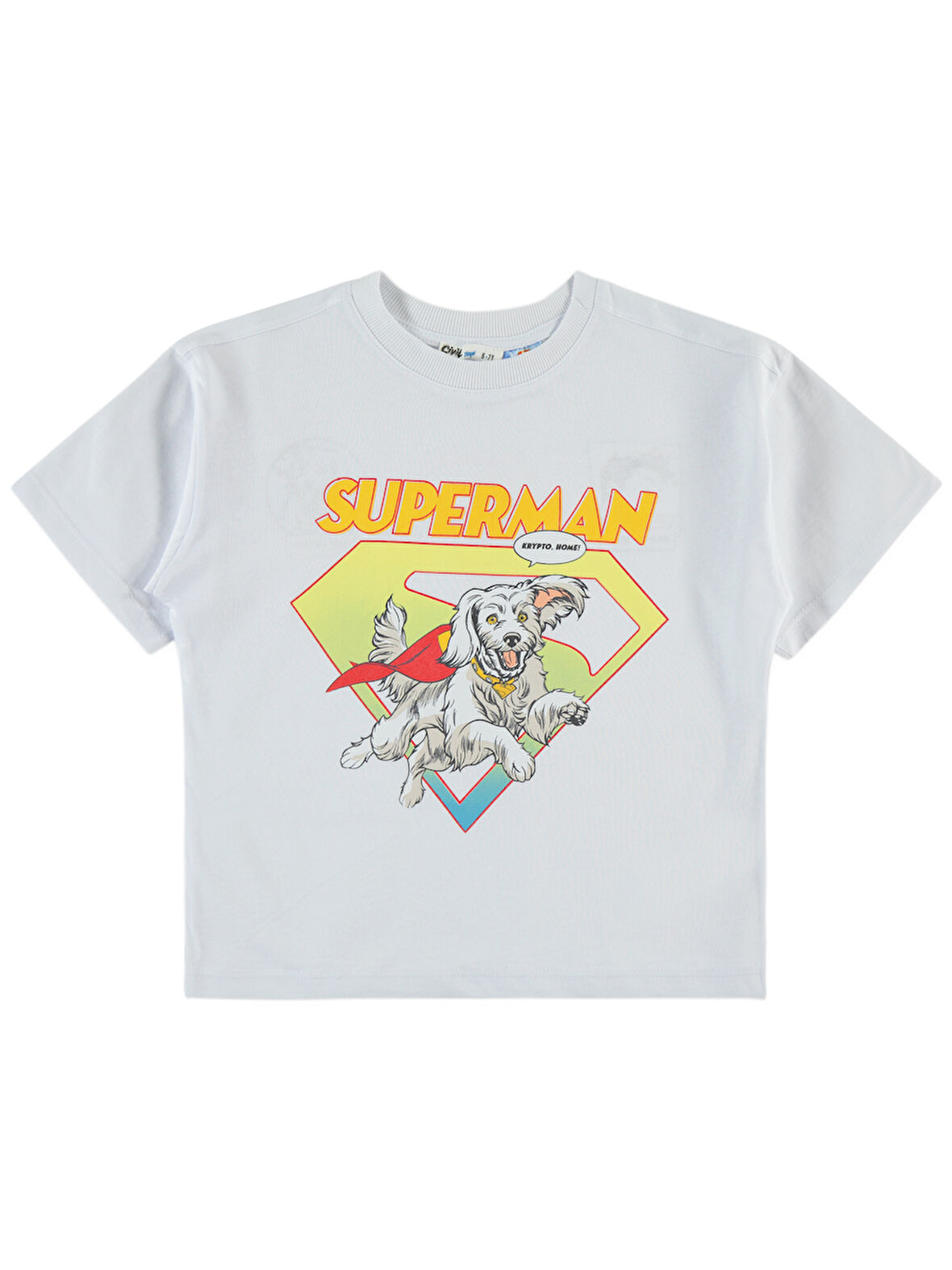 Süperman Erkek Çocuk Tişört 6-9 Yaş Beyaz