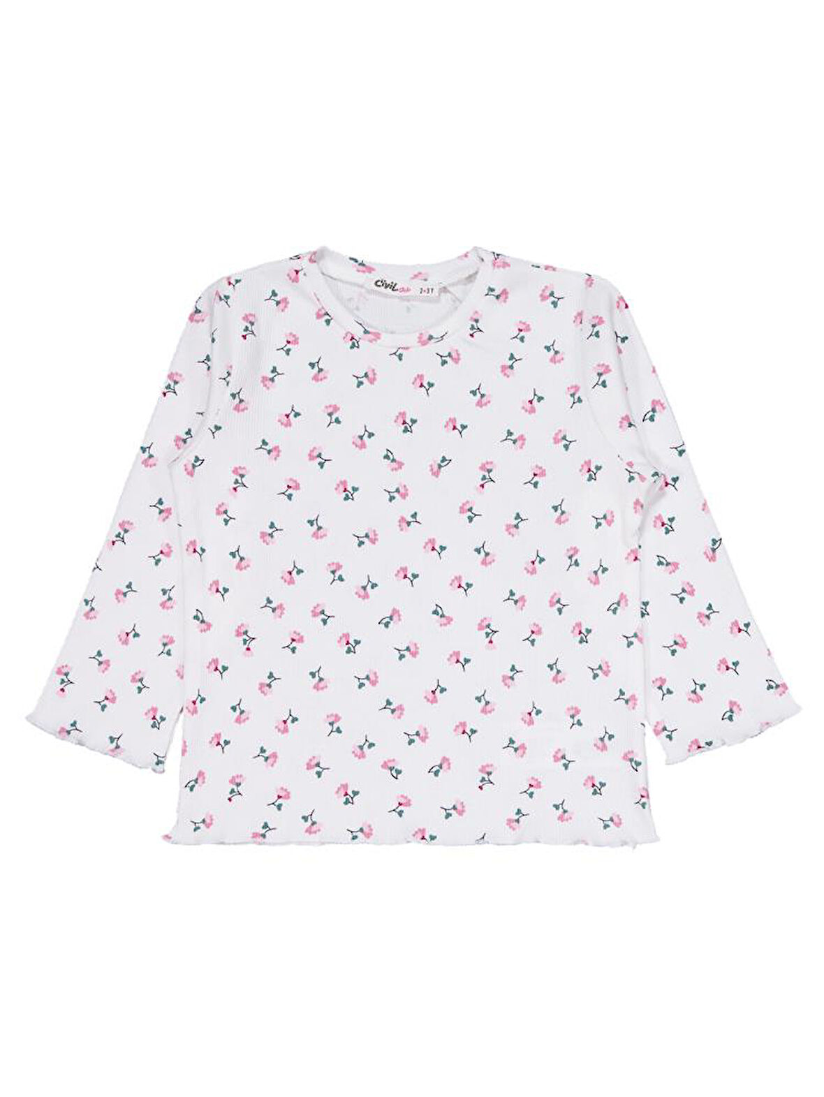 Civil Girls Çiçek Desenli 2-5 Yaş Pijama Takımı - Ekru 2-3 Yaş