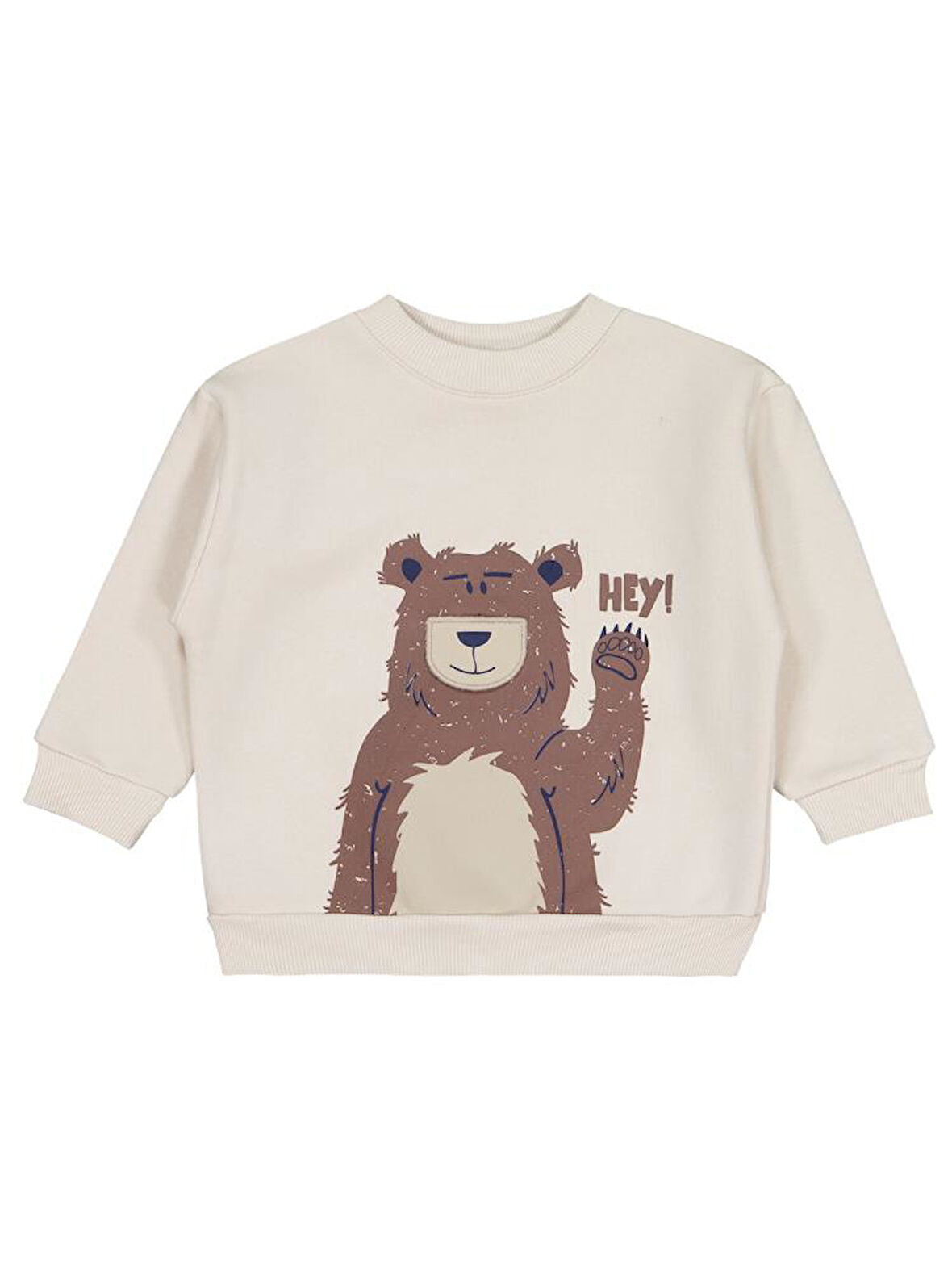 Civil Boys Hey Ayı Baskılı 2-5 Yaş Sweatshirt - Bej 5-6 Yaş