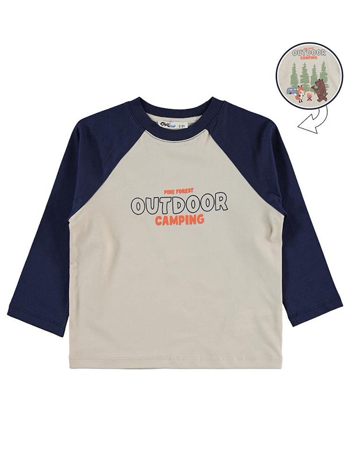 Civil Boys Outdoor Campıng Baskılı 2-5 Yaş Sweatshirt - Bej4-5 Yaş