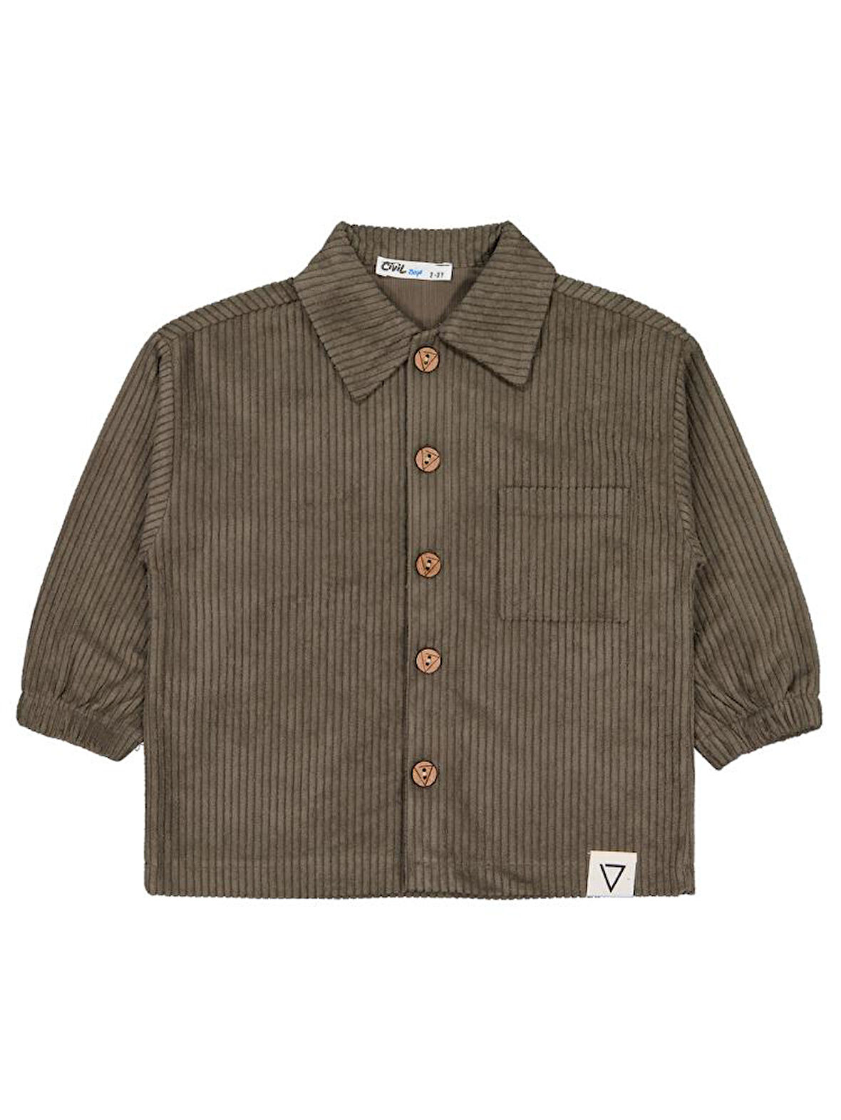 Civil Boys Kol Ucu Lastikli 2-5 Yaş Gömlek - Haki 5-6 Yaş