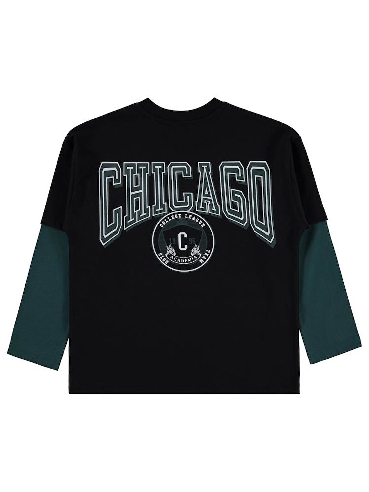 Civil Boys Chıcago Baskılı Çıkma Kol 6-9 Yaş Sweatshirt - Siyah 7-8 Yaş