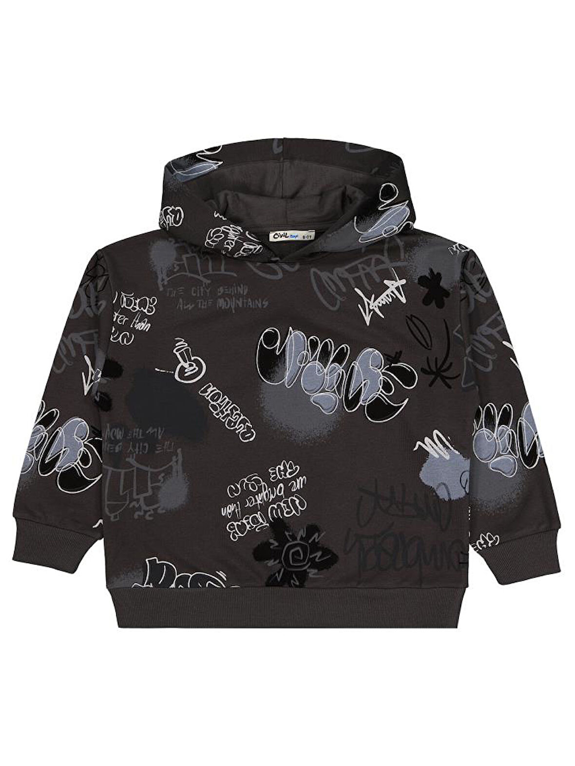 Civil Boys Grafiti Empirme Baskılı 6-9 Yaş Sweatshirt - Gri9-10 Yaş