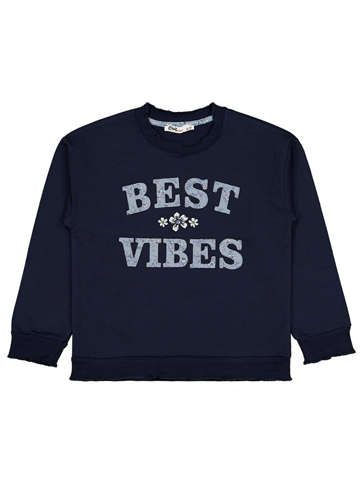 Civil Girls Best Vibes Nakışlı 6-9 Yaş Sweatshirt - Lacivert 8-9 Yaş